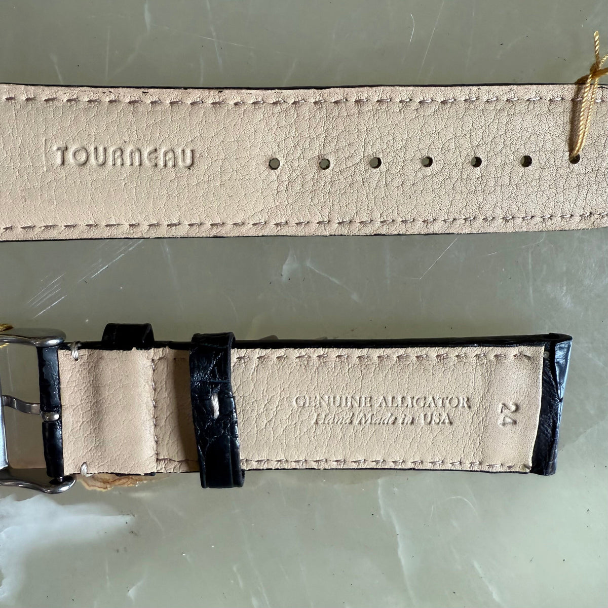 Genuine Alligator Watch Strap Band 24mm Padded & Stitched with Buckle