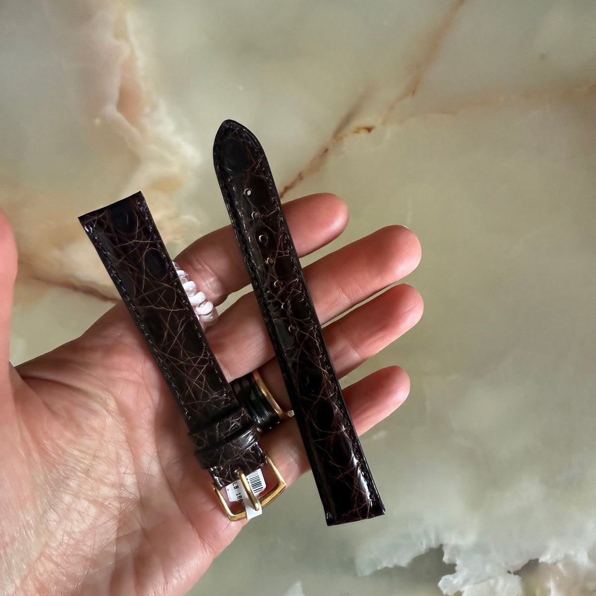 Genuine Crocodile Brown Watch Strap Band 18mm Padded & Stitched w Buckle