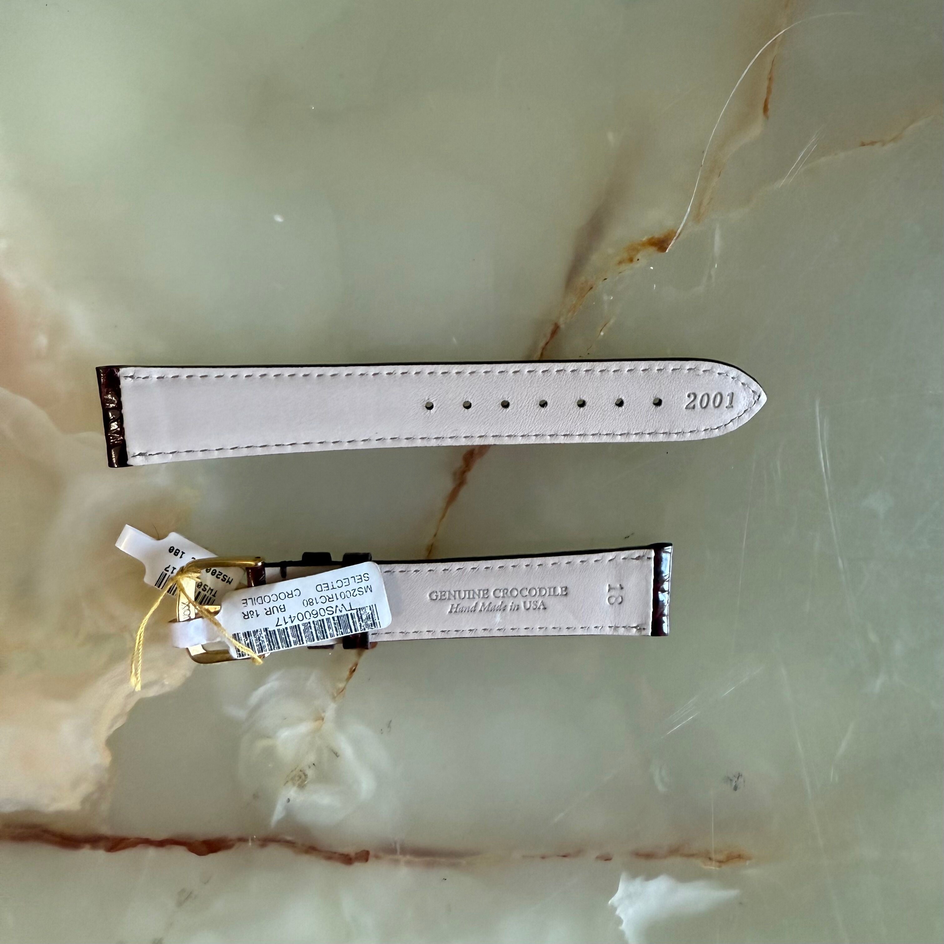 Genuine Crocodile Burgundy Watch Strap Band 18mm Padded & Stitched w Buckle