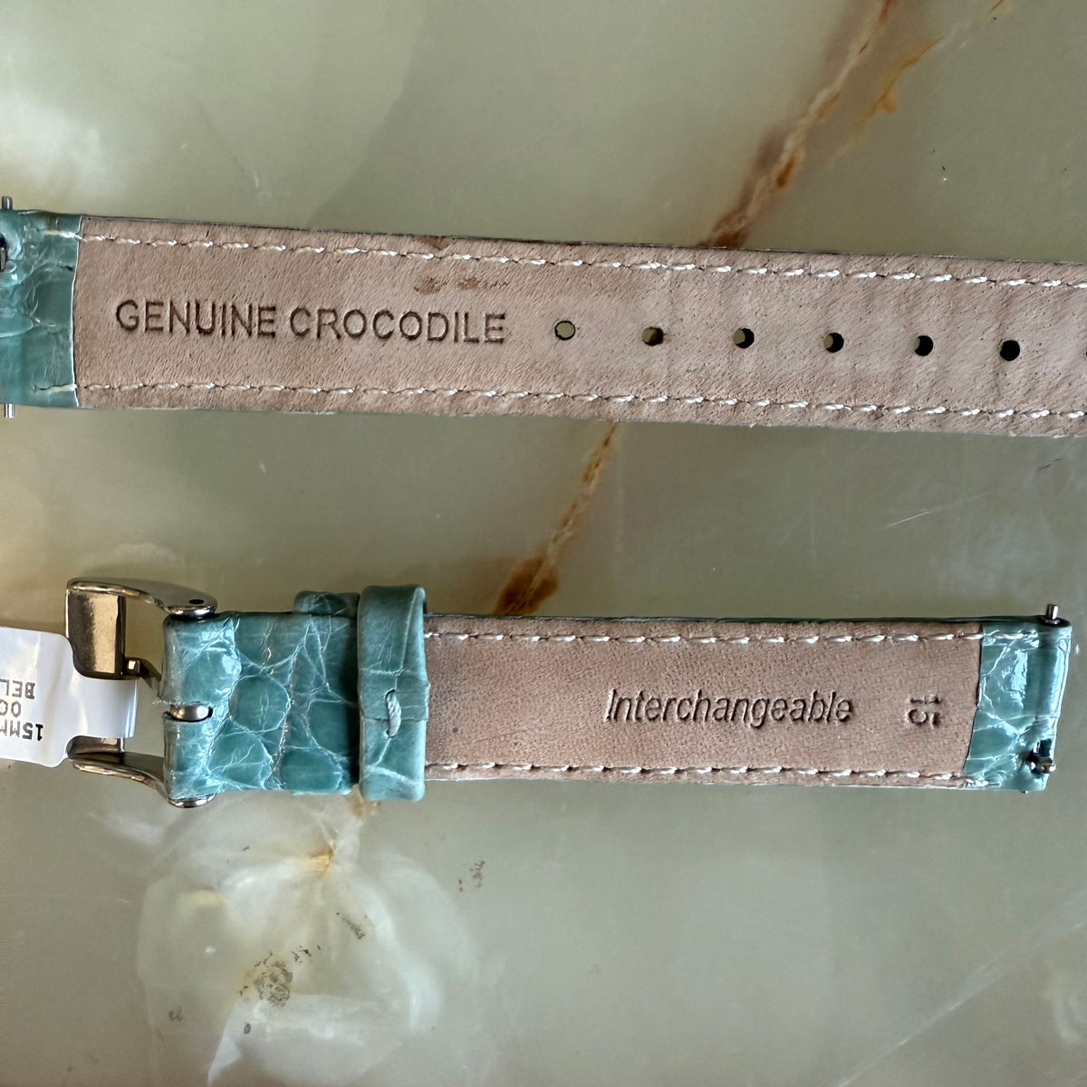 Genuine Crocodile Gray Watch Strap Band 15mm Padded & Stitched w Buckle