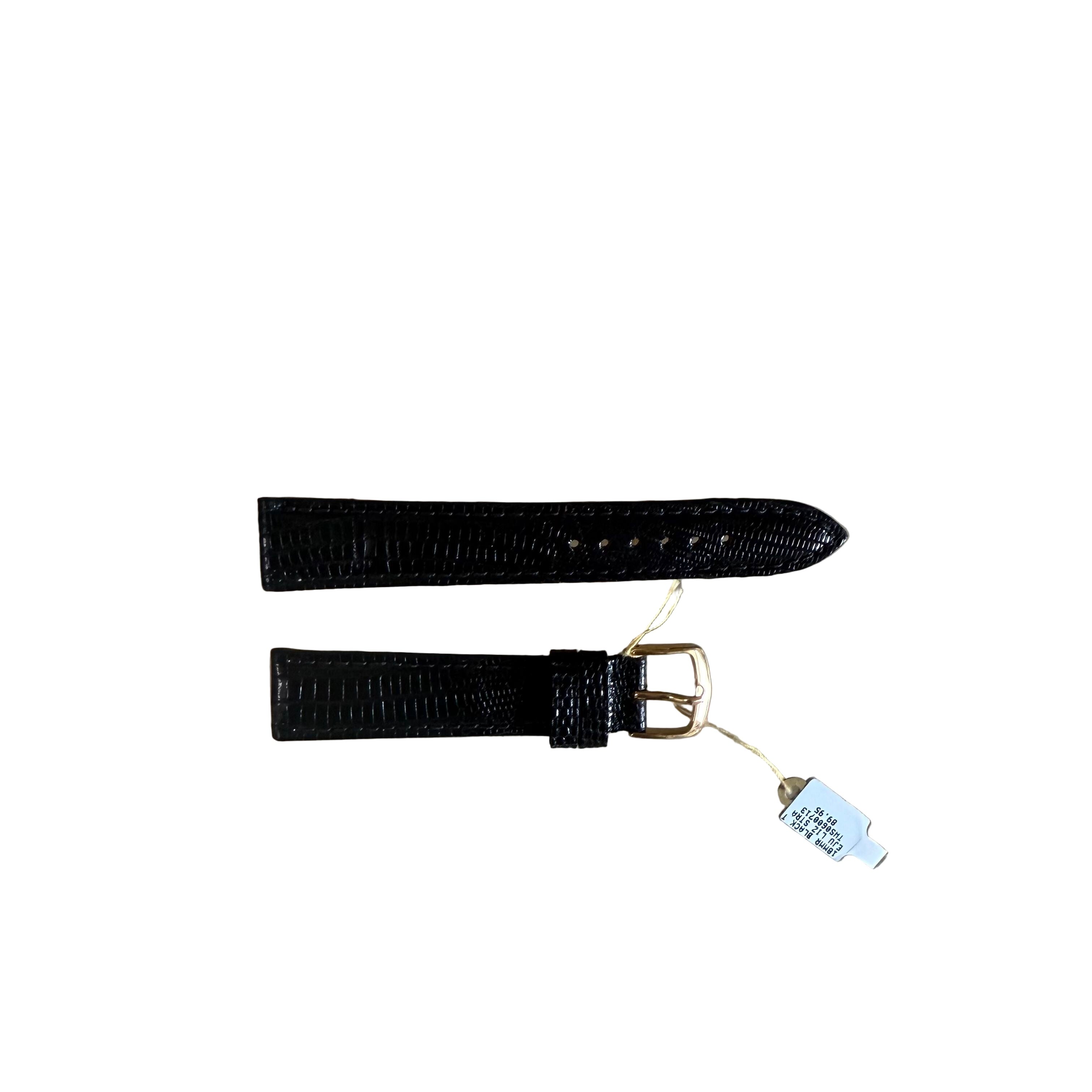 Genuine Lizard Black Watch Strap Band 18mm Padded & Stitched w Buckle