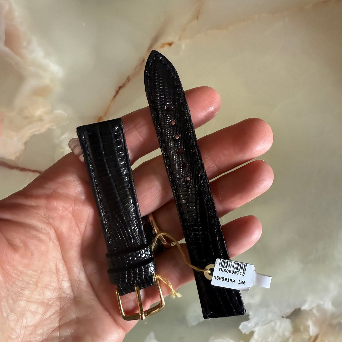 Genuine Lizard Black Watch Strap Band 18mm Padded & Stitched w Buckle