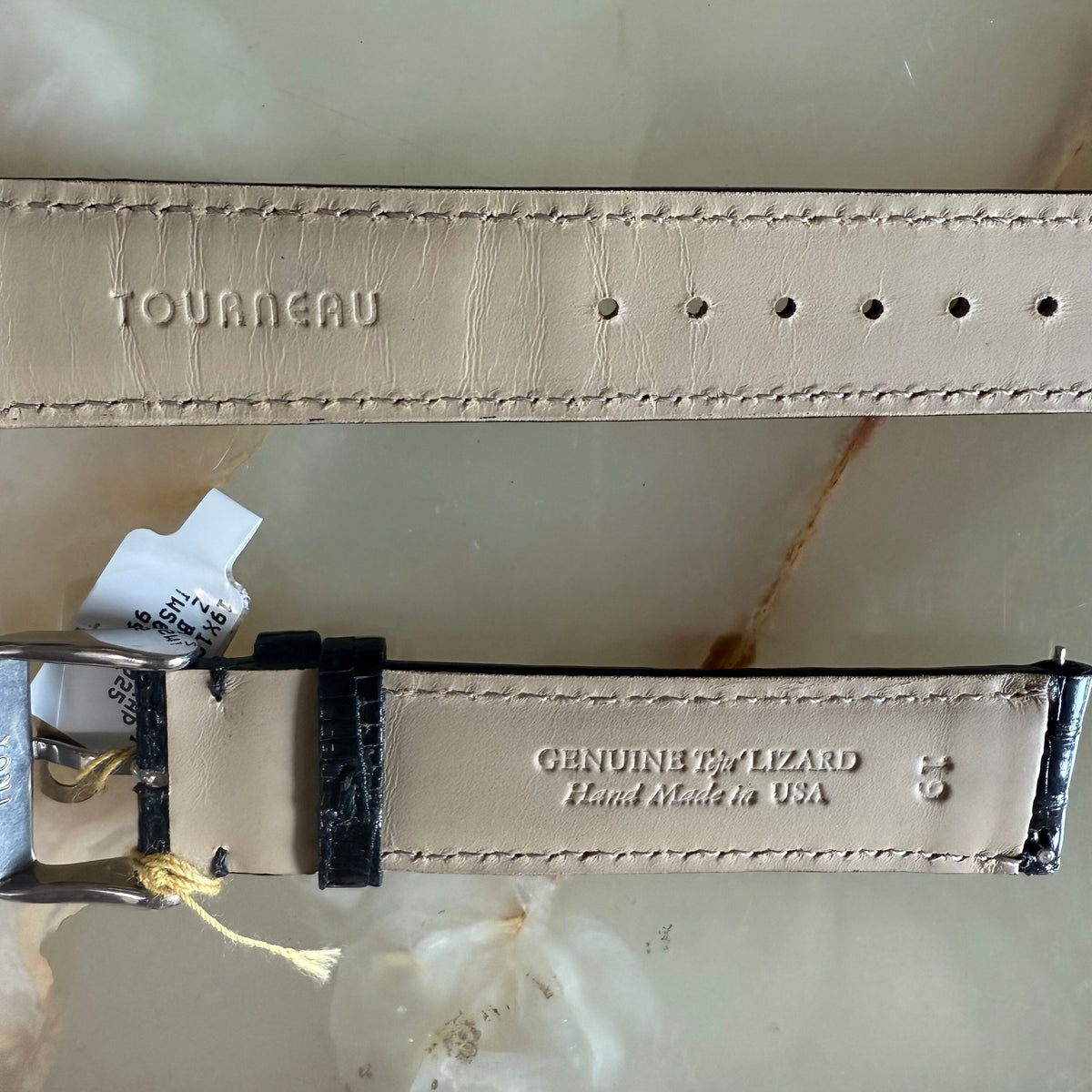Genuine Lizard Black Watch Strap Band 19mm Padded & Stitched w Buckle