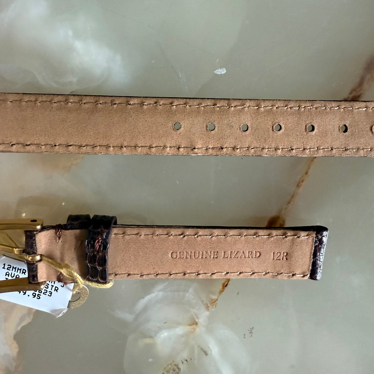 Genuine Lizard Brown Watch Strap Band 12mm Padded & Stitched w Buckle