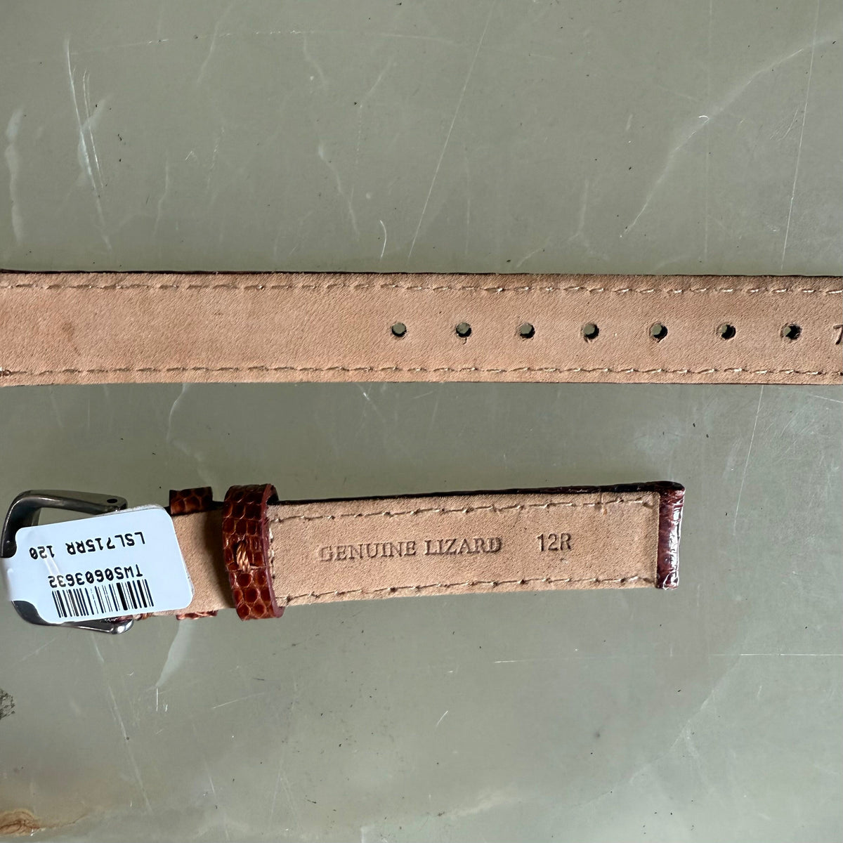 Genuine Lizard Brown Watch Strap Band 12mm Padded & Stitched with Buckle