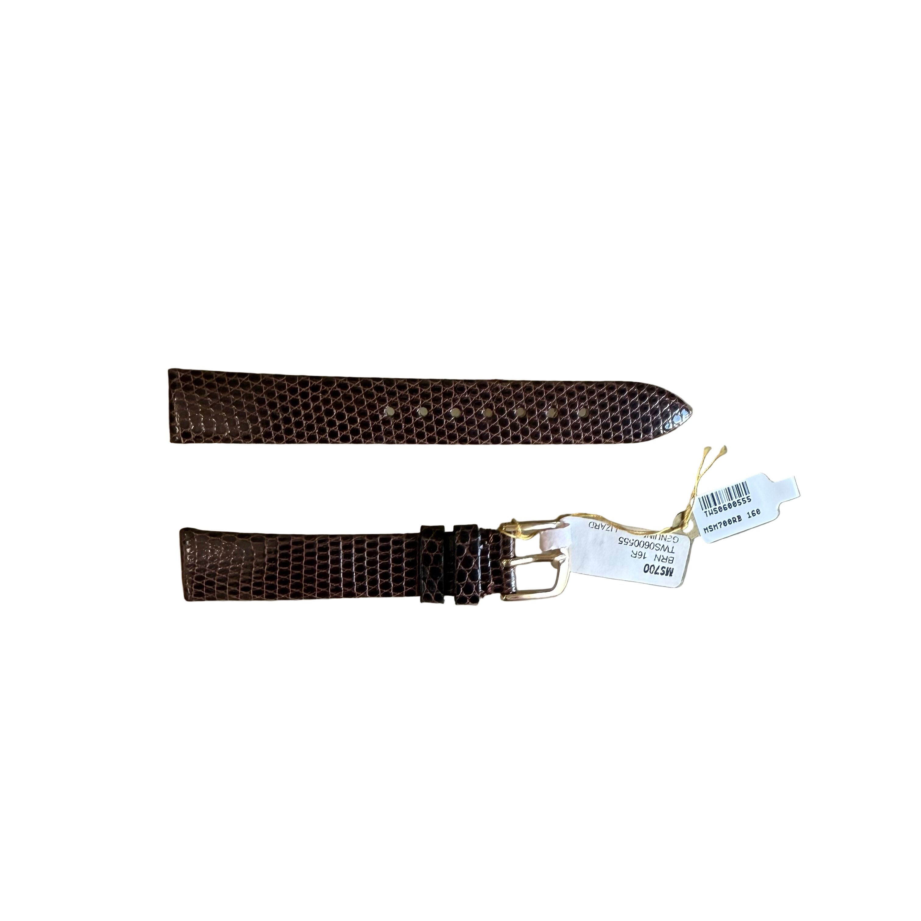 Genuine Lizard Brown Watch Strap Band 16mm Padded & Stitched w Buckle