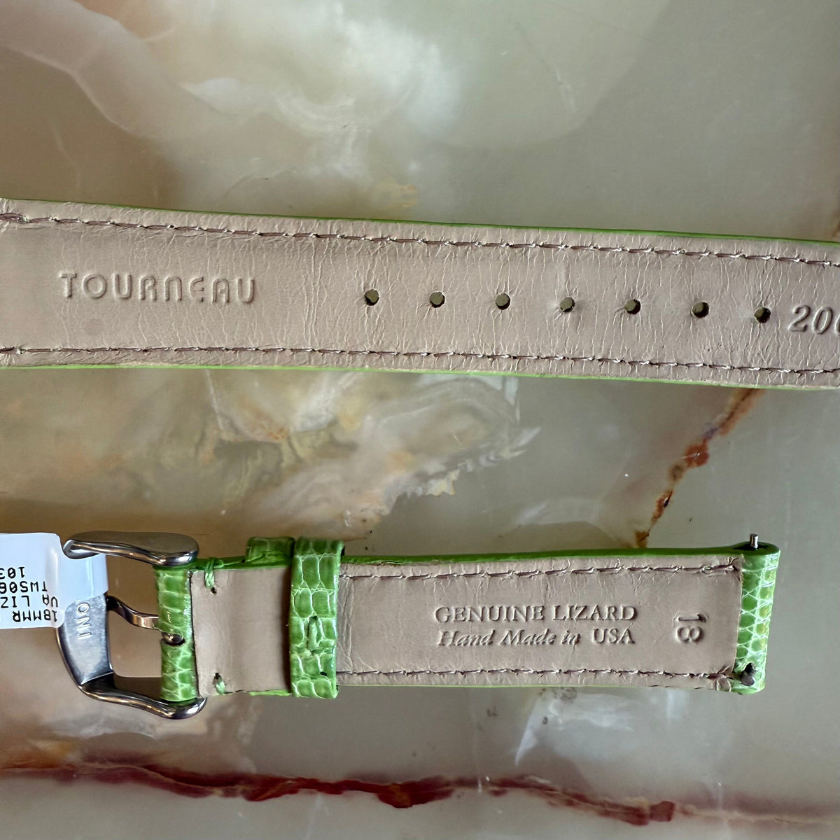 Genuine Lizard Green Watch Strap Band 18mm Padded & Stitched w Buckle