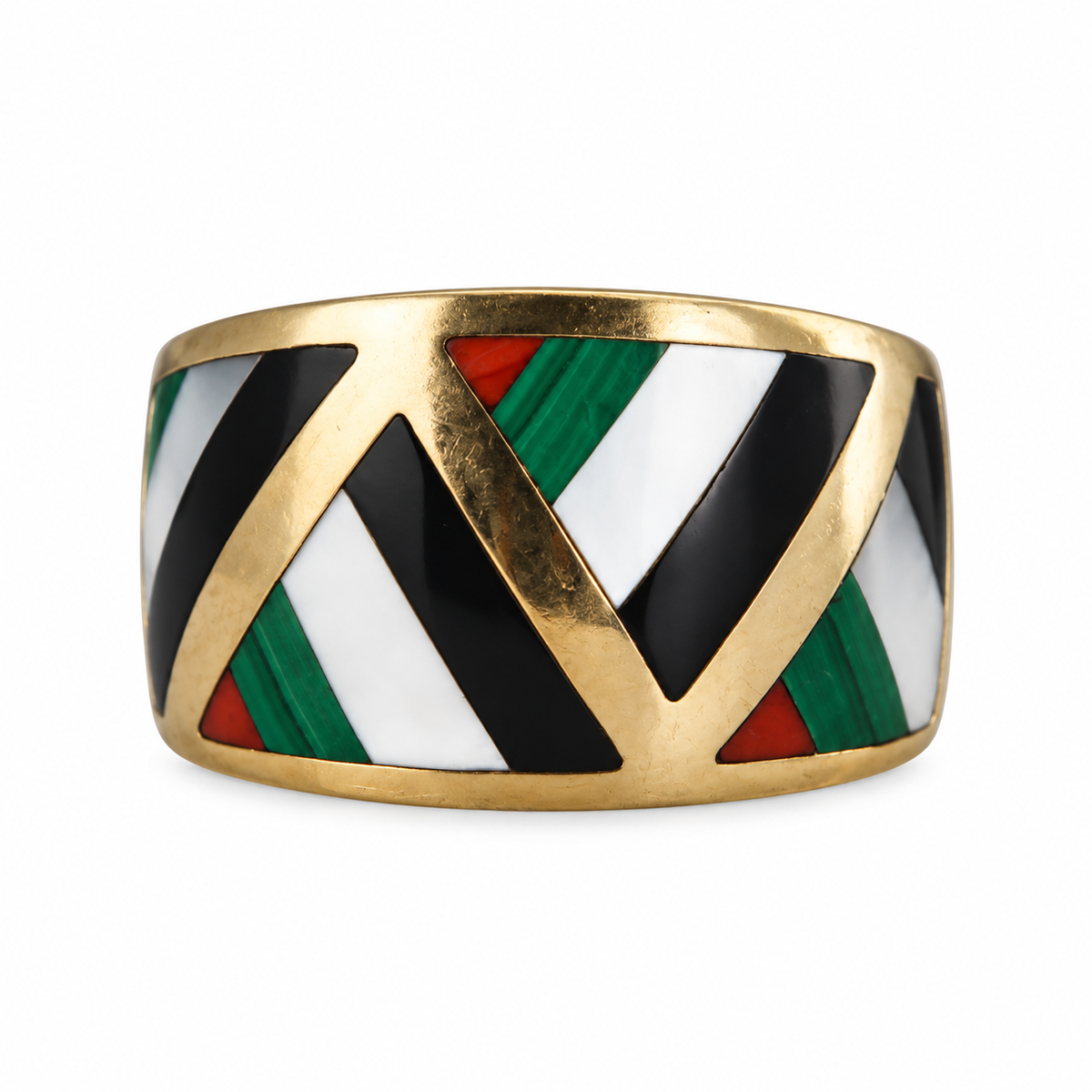 Asch Crossbardt 14k Gold Inlay Gemstone Ring
