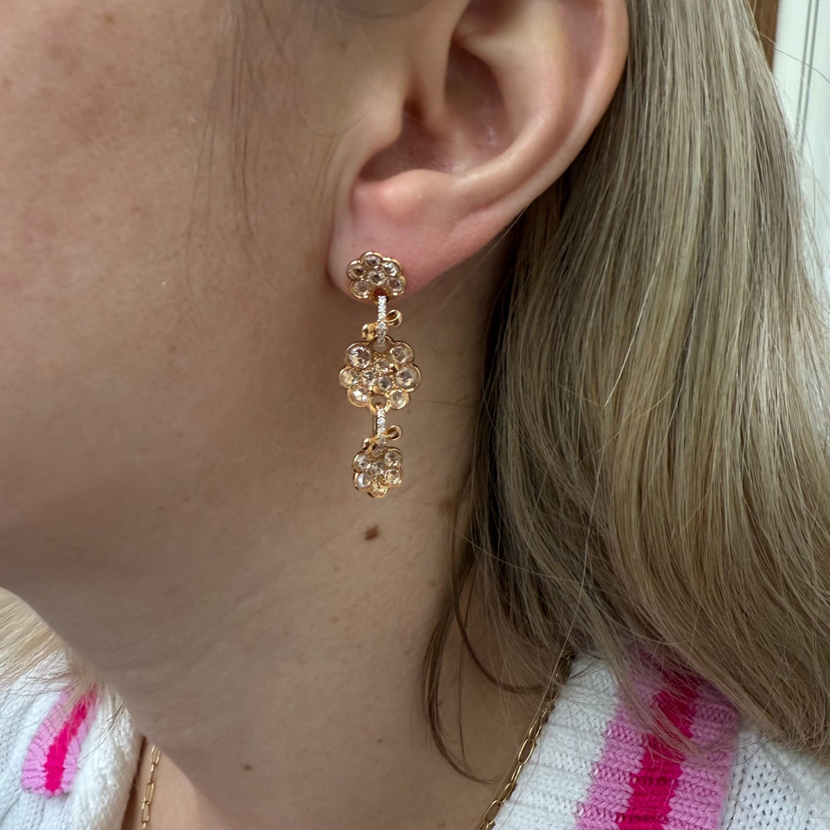 Giovanni Ferraris 18k Rose Gold 4.52ctw White Sapphire Drop Earrings