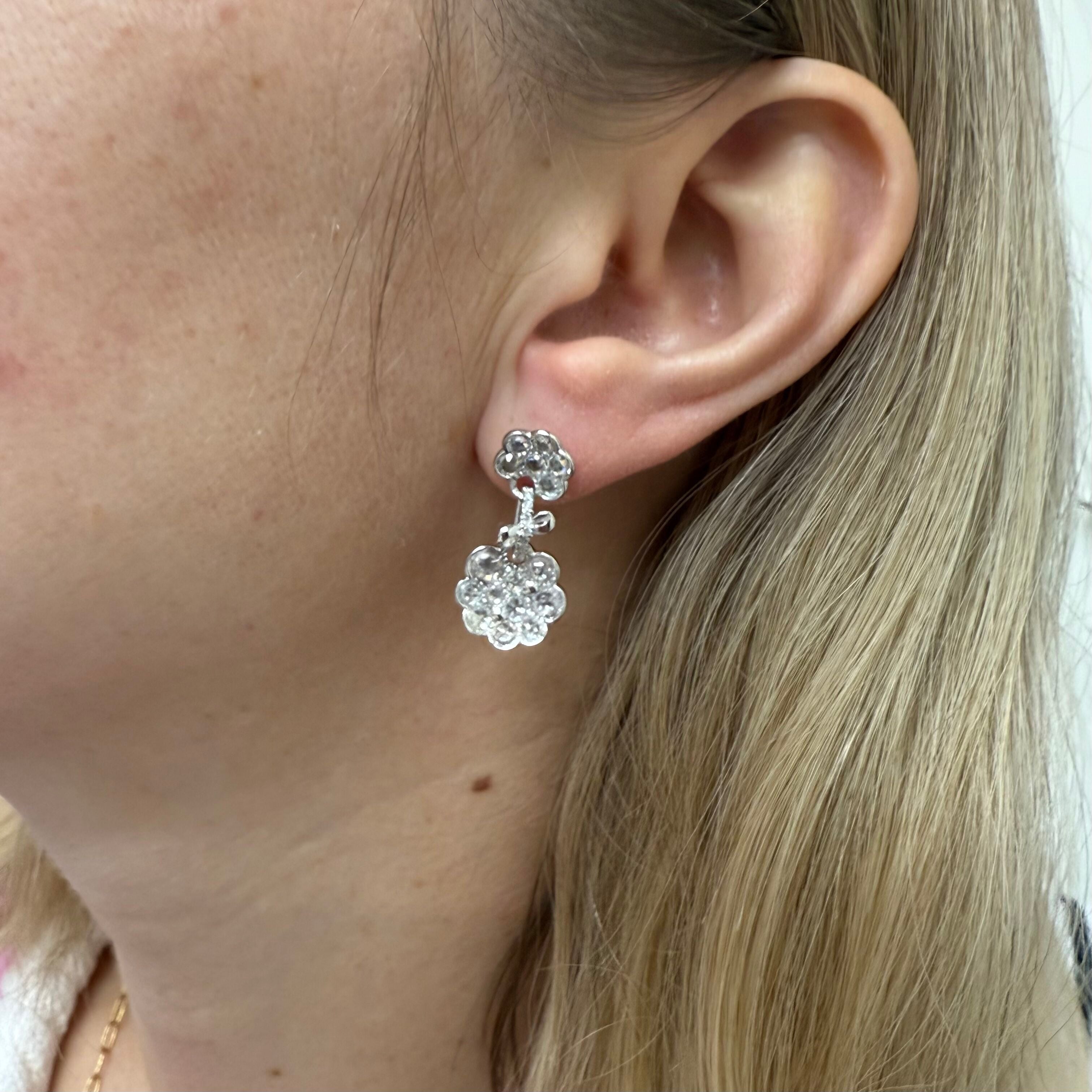 Giovanni Ferraris 3.44ctw Sapphire Diamond 18k Gold Drop Earrings