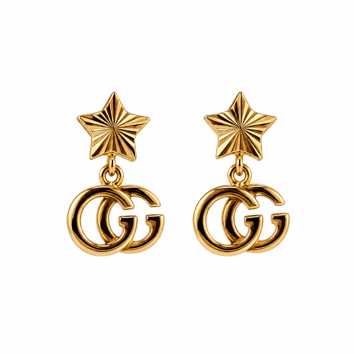 Gucci Running G 18K Gold Star Drop Earrings