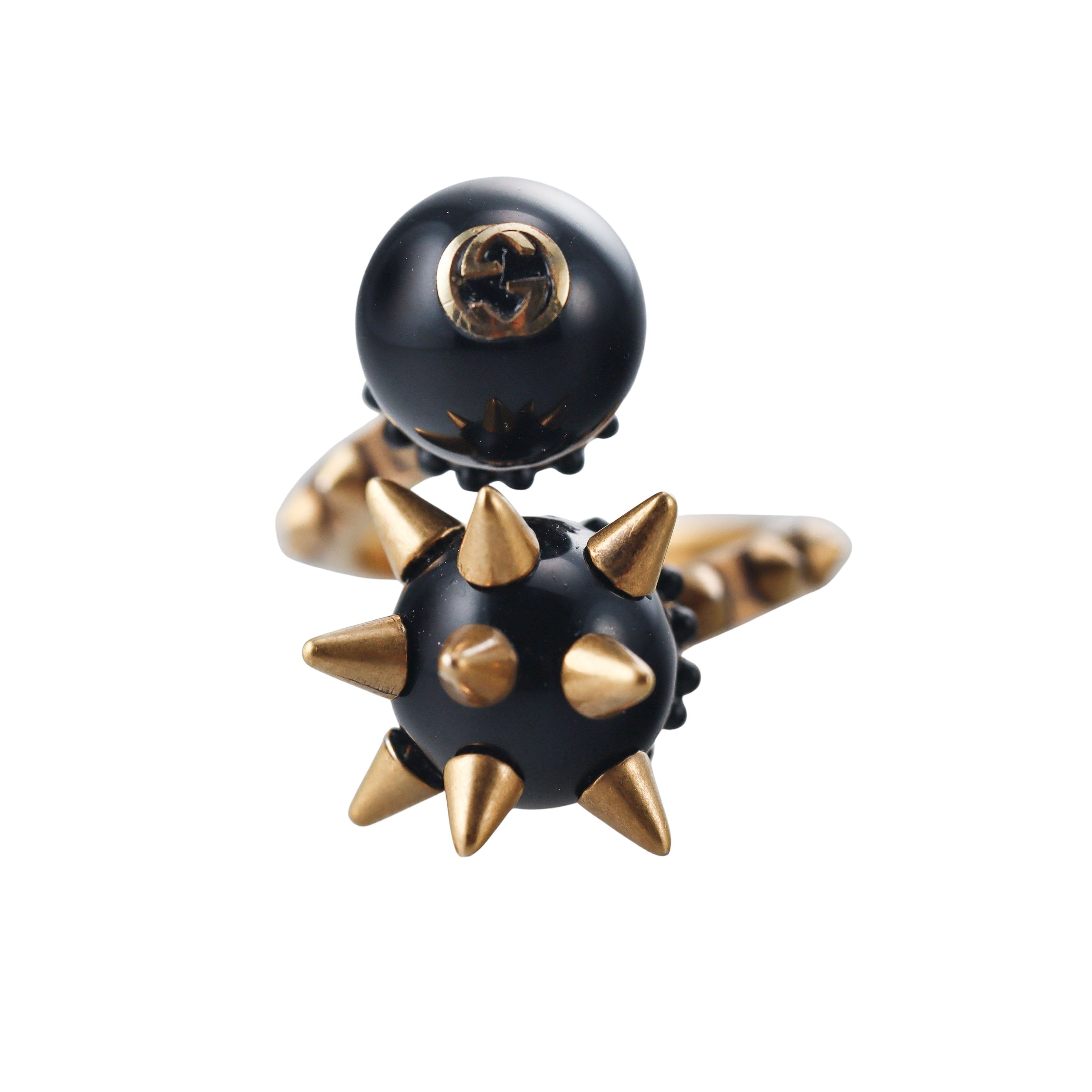 Gucci Bronzetone Resin Spiked Ring