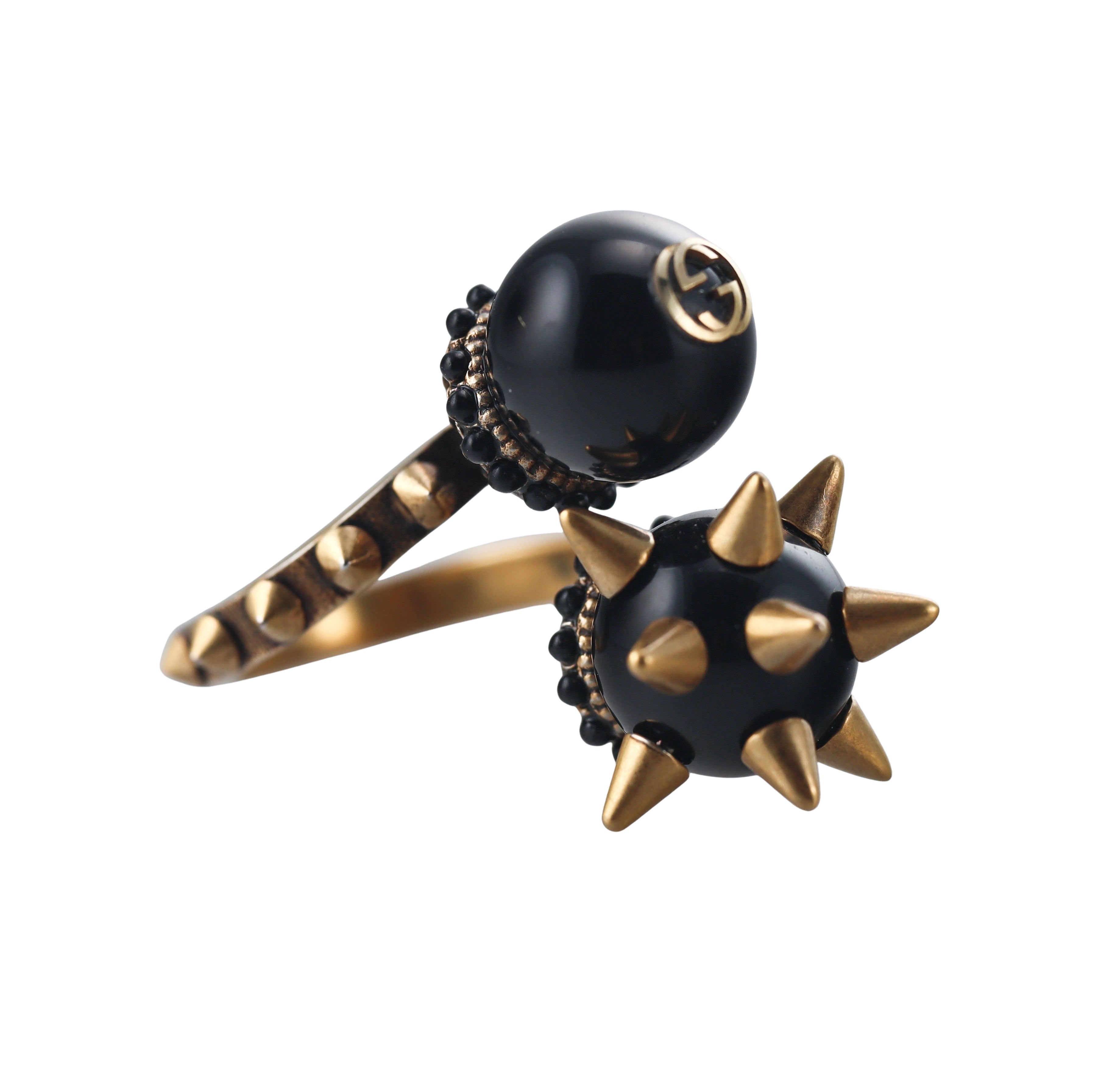Gucci Bronzetone Resin Spiked Ring