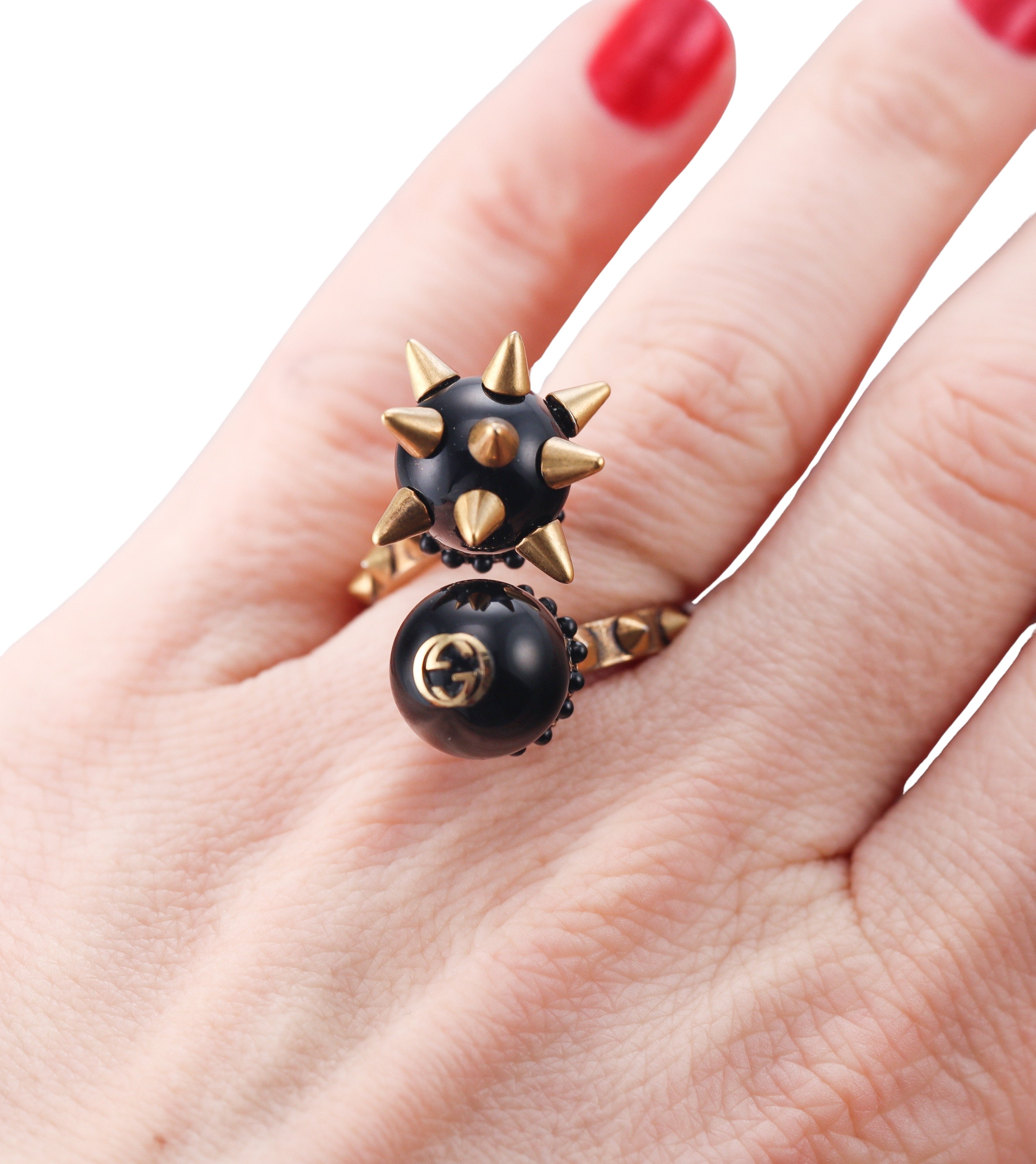 Gucci Bronzetone Resin Spiked Ring