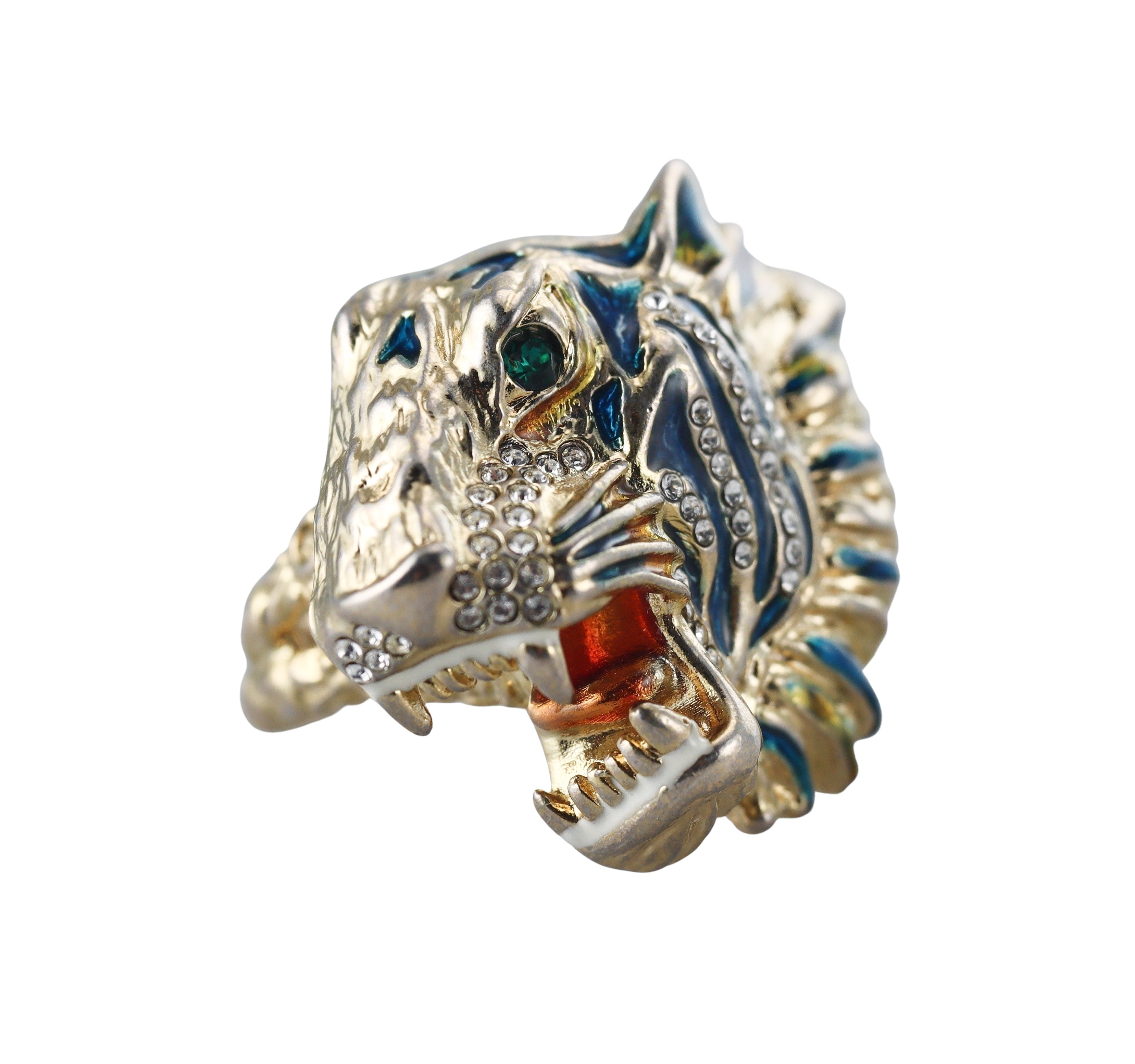 Gucci Crystal Enamel Tiger Cocktail Ring