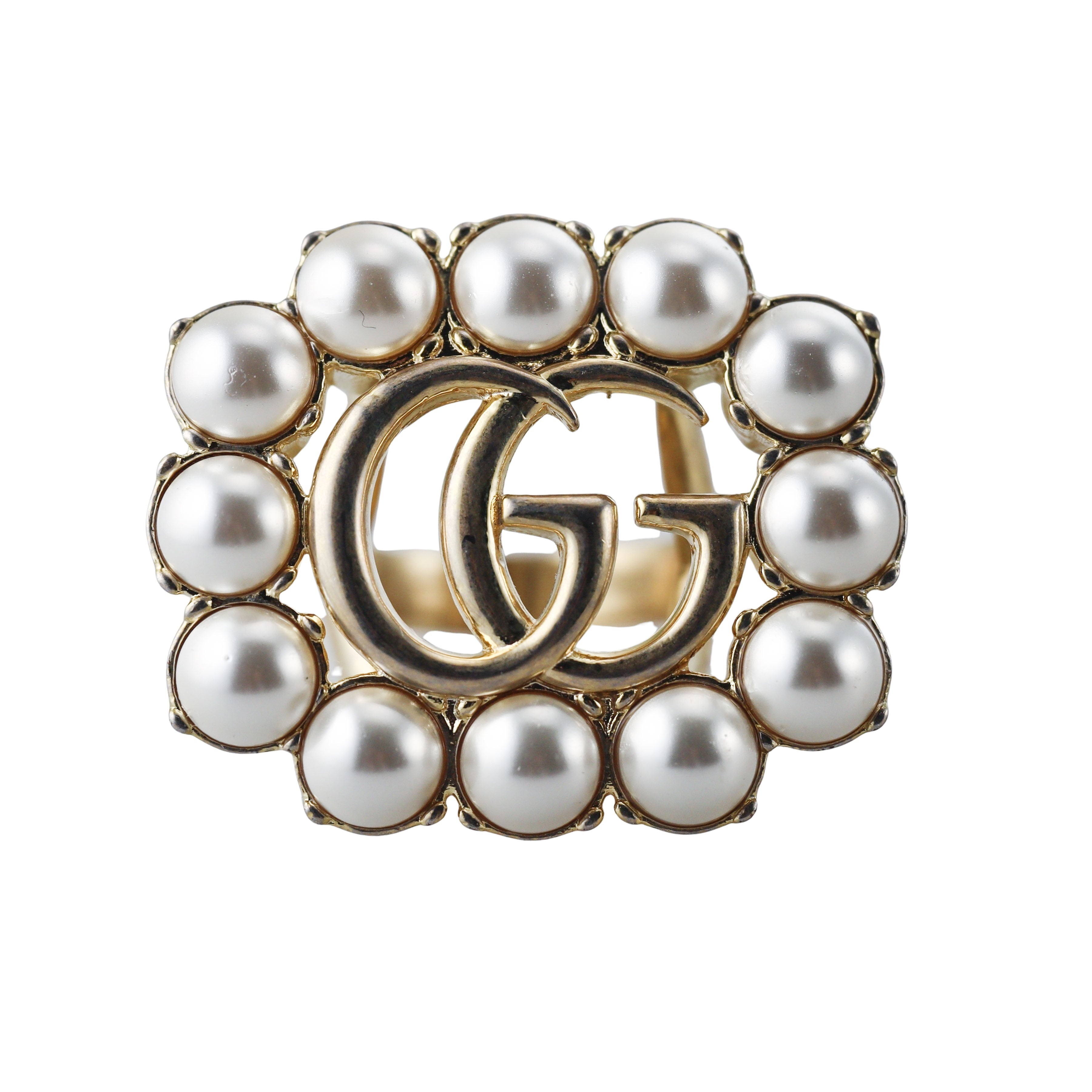 Gucci GG Faux Pearl Cocktail Ring
