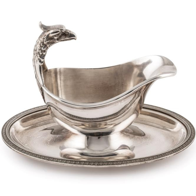 Christofle Malmaison Oval Gravy Boat w/ Fixed Stand 4120808