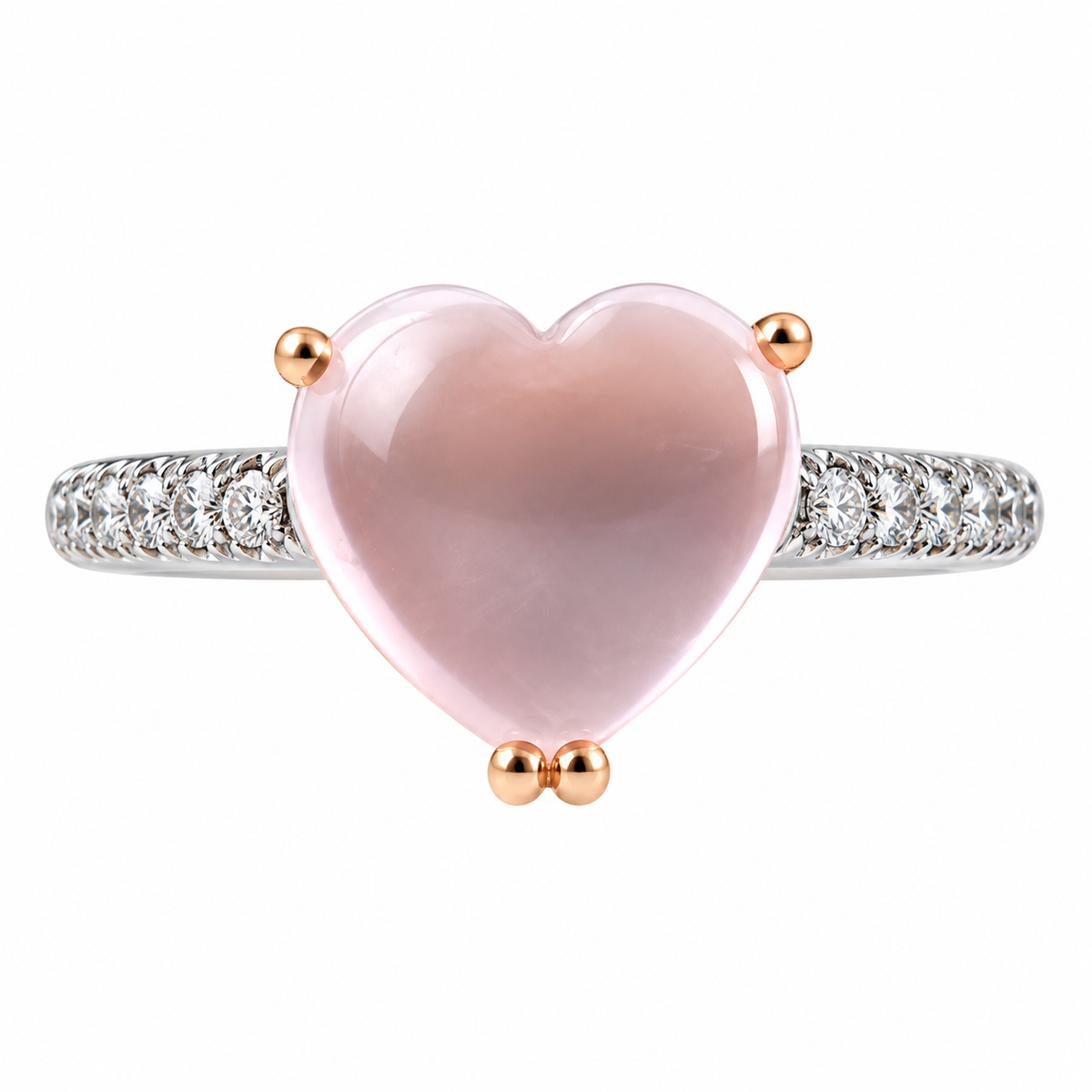 Mimi Milano Juliet Rose Quartz Diamond Gold Heart Ring