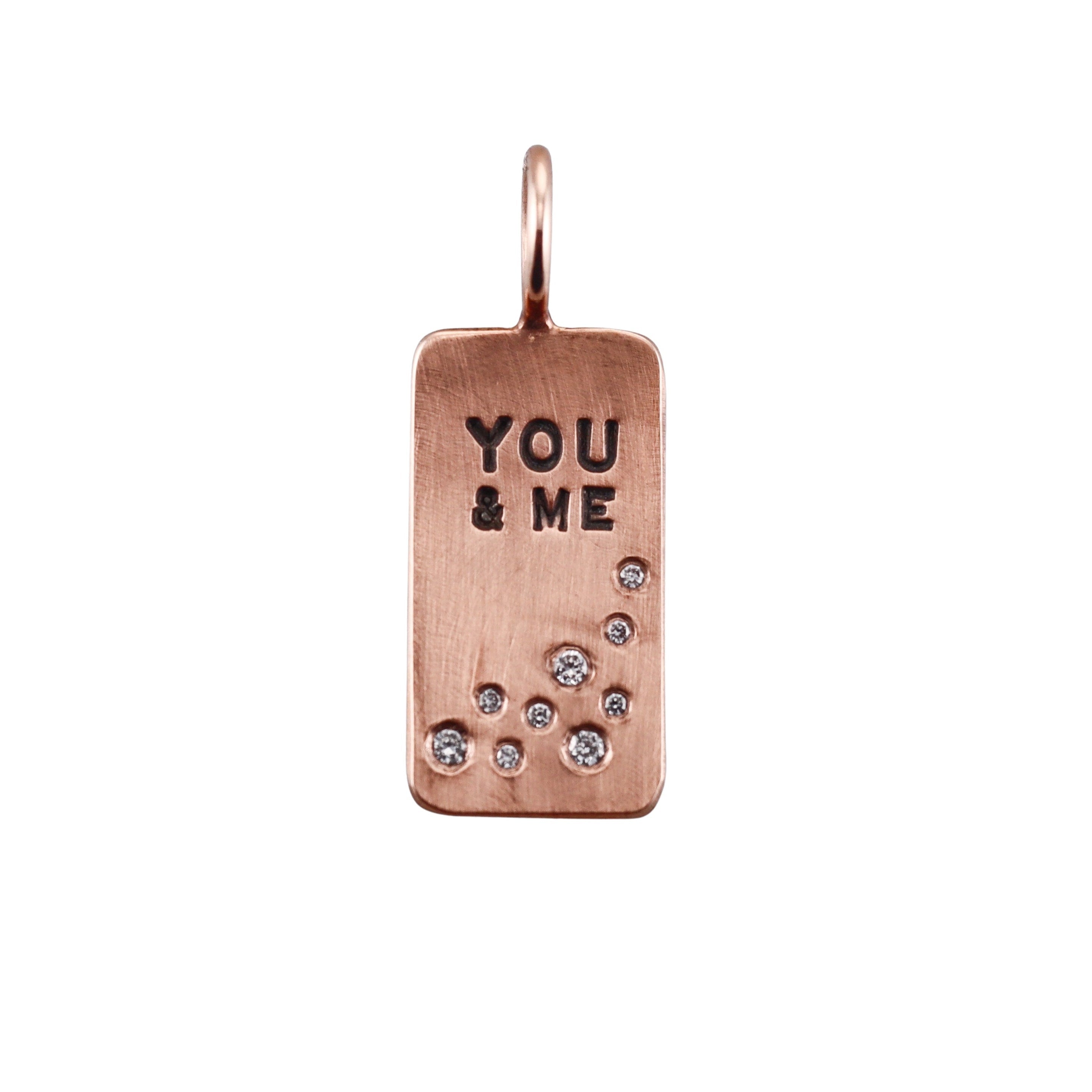 Heather Moore 14k Diamond You & Me ID Tag Pendant