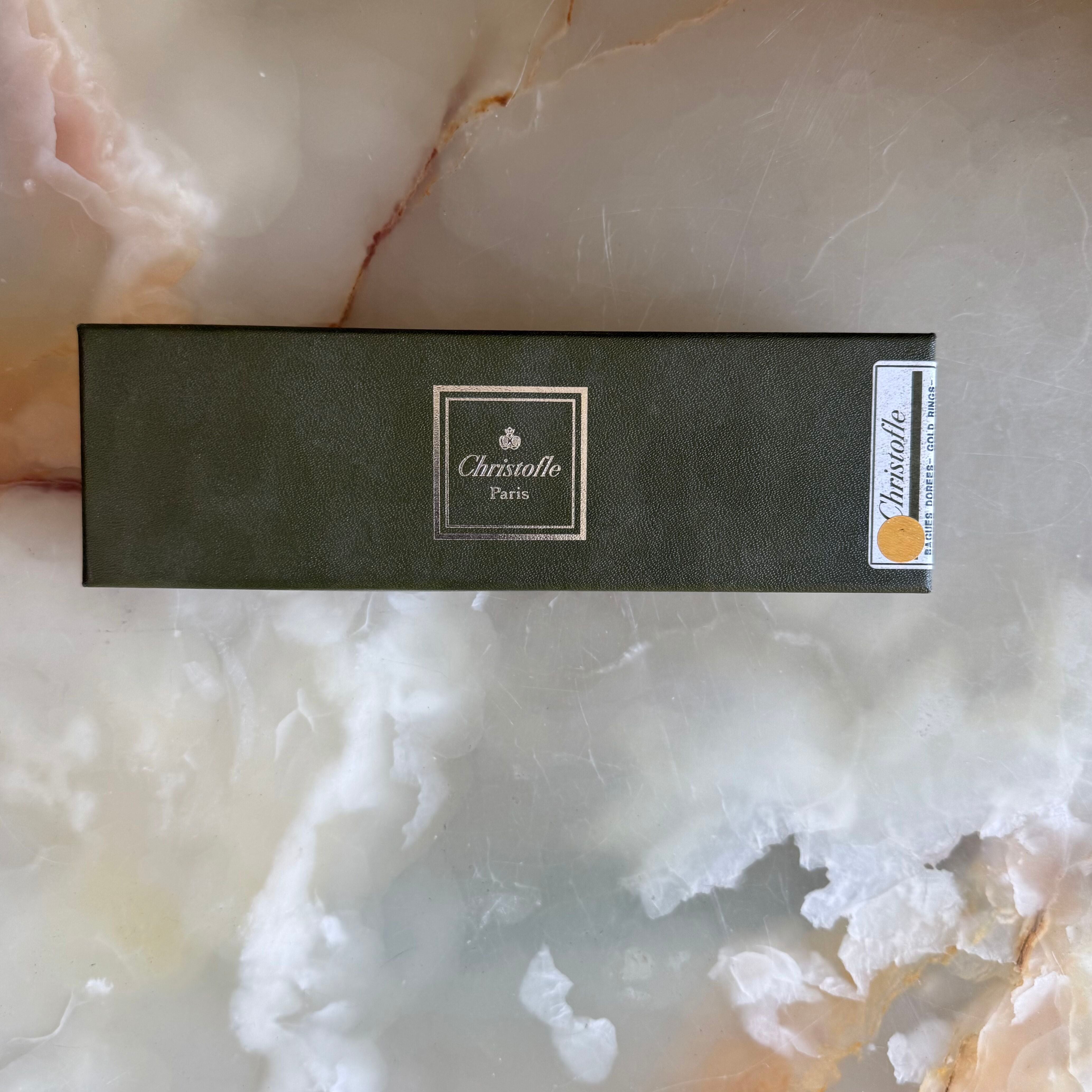 Christofle Aria Gold Ring Silver Plated Oval Dessert Soup Spoon Set of 12 1022014