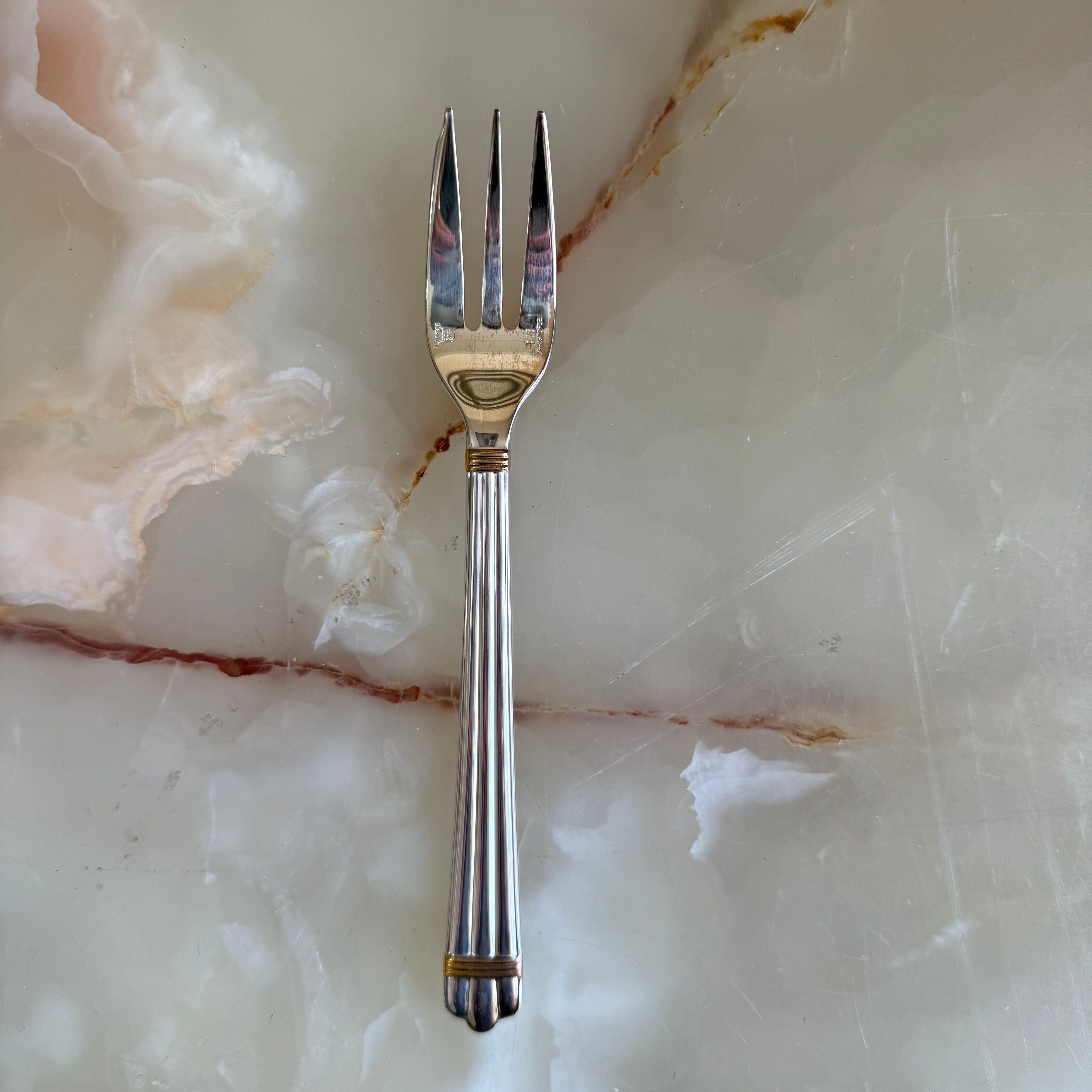 Christofle Aria Gold Ring Silver Plated Pastry Fork Set of 6 1022046