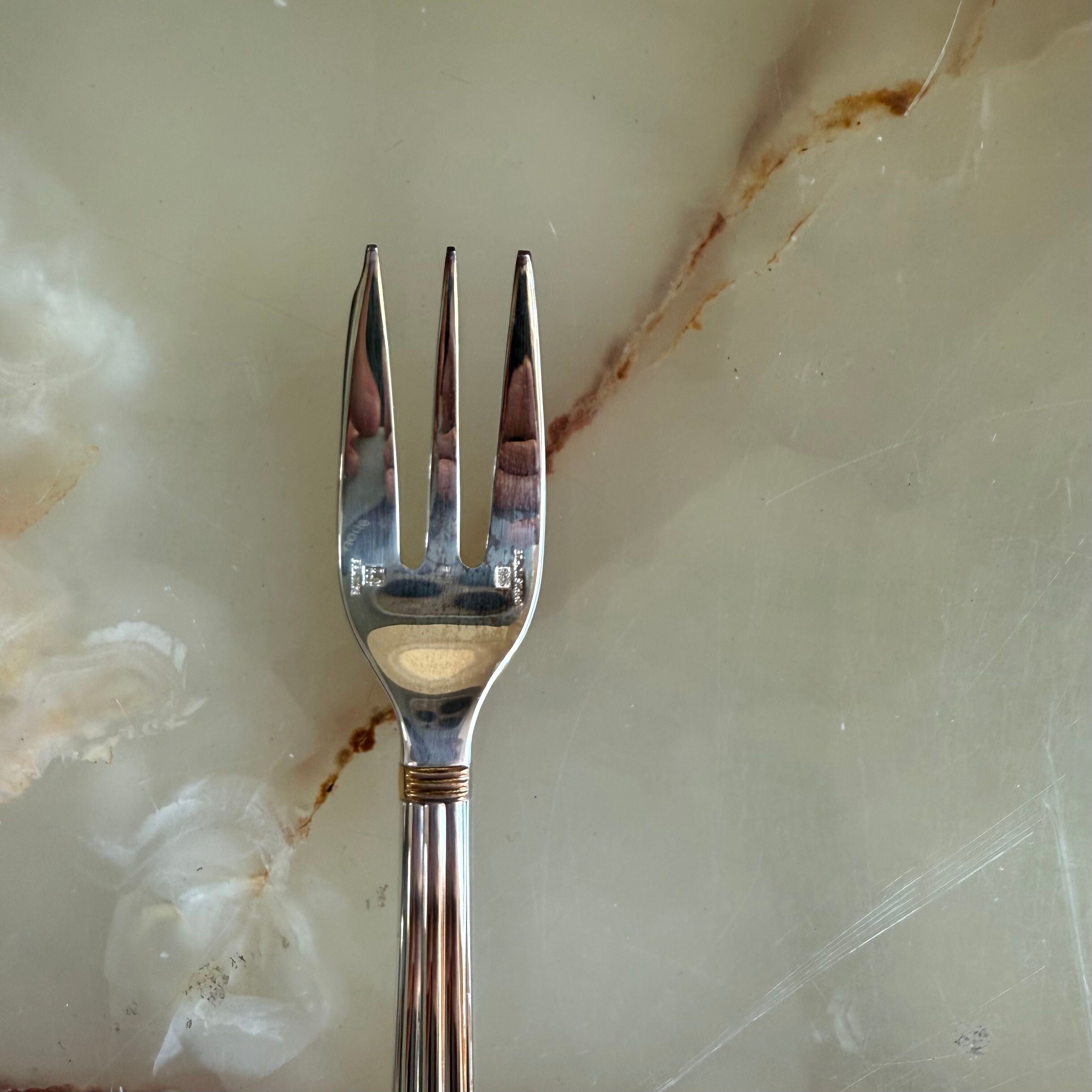 Christofle Aria Gold Ring Silver Plated Pastry Fork Set of 6 1022046