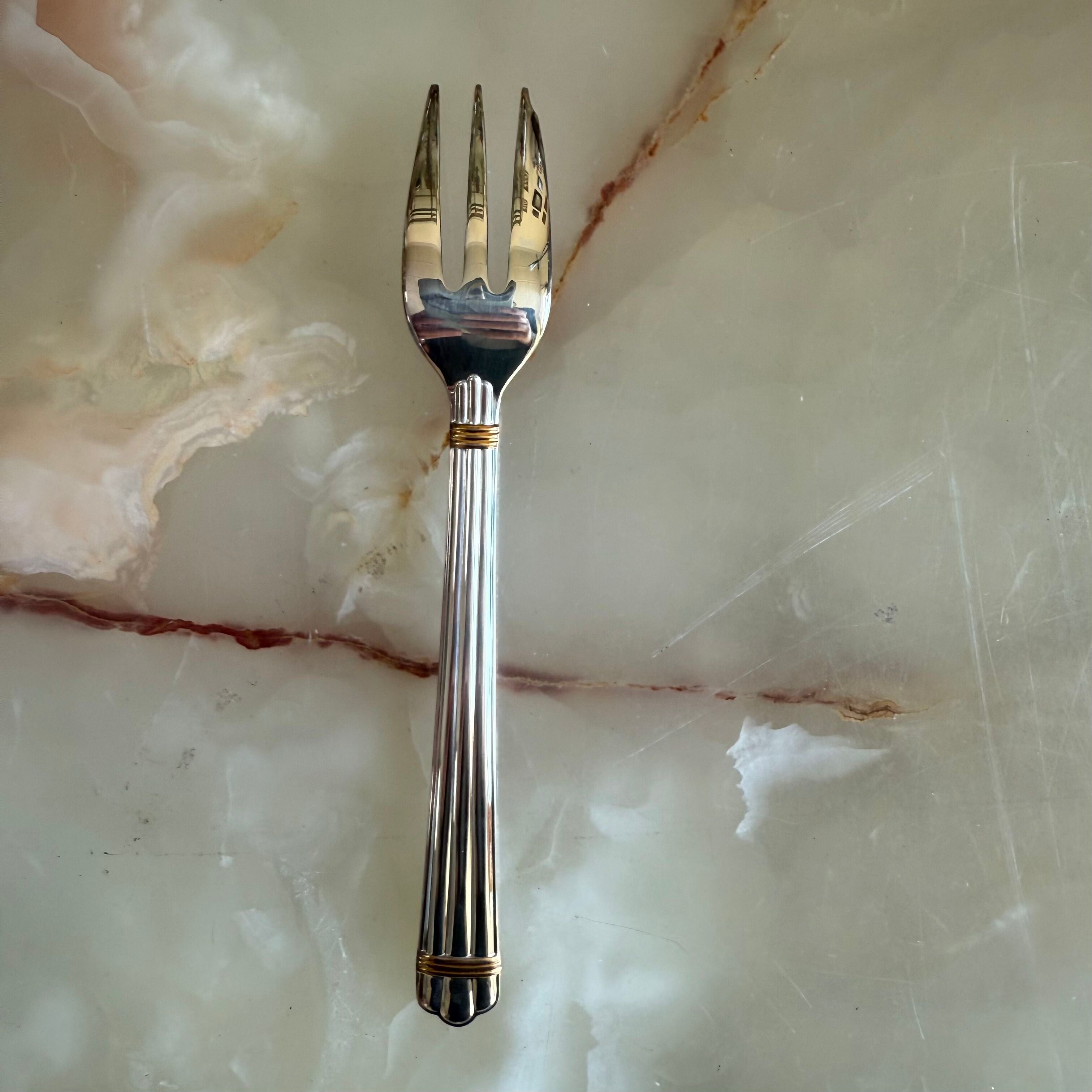 Christofle Aria Gold Ring Silver Plated Pastry Fork Set of 6 1022046