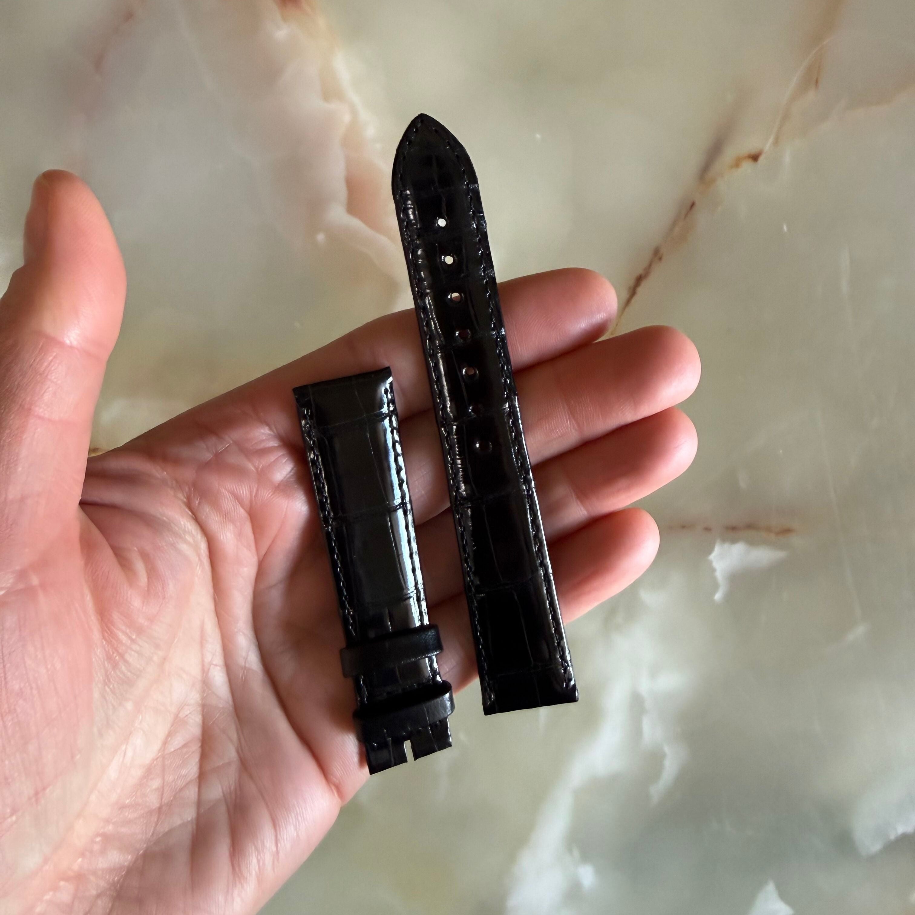 Authentic Longines Black Alligator Shiny Watch Band Strap 18mm L682134844