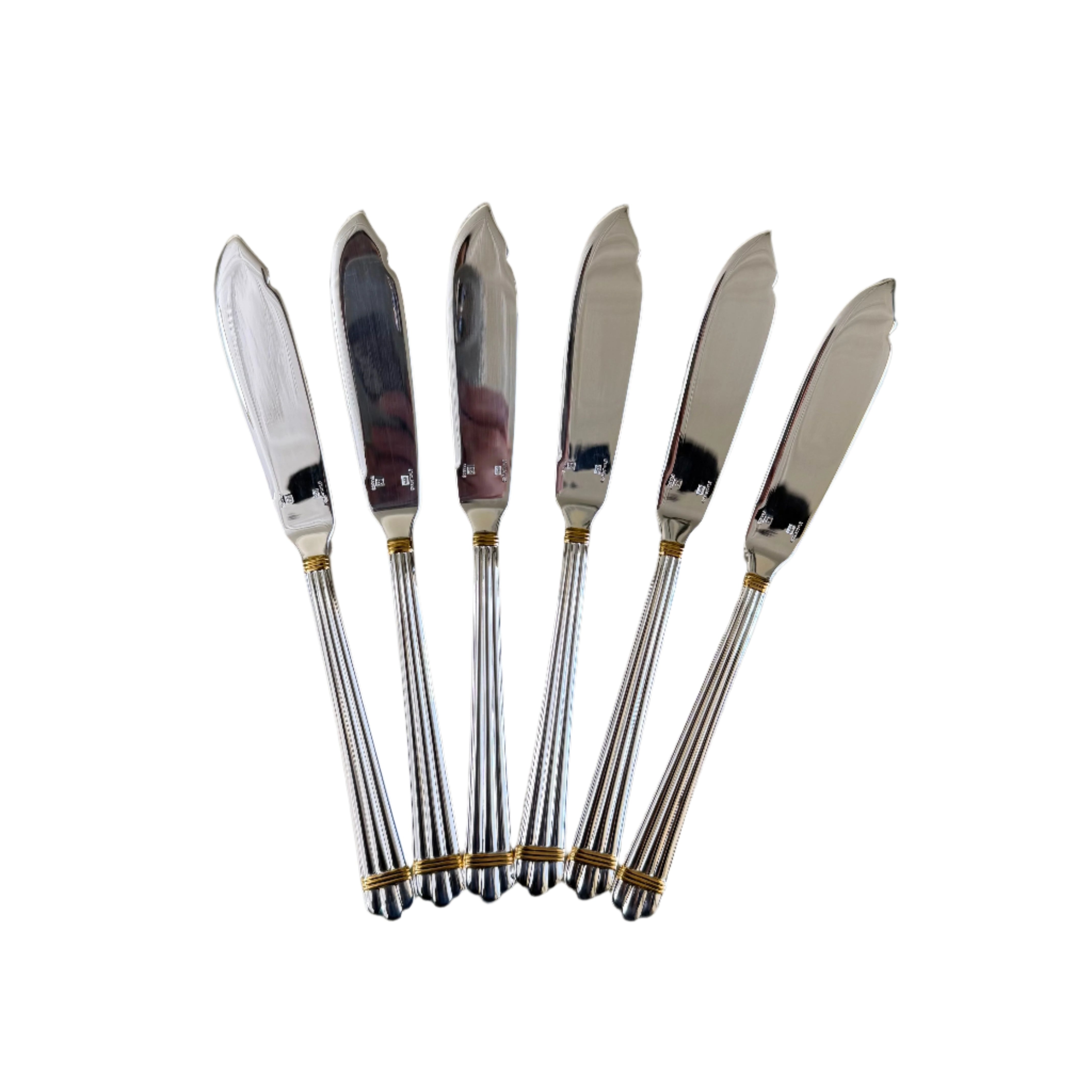 Christofle Aria Gold Ring Silver Plated Fish Knife Set of 6