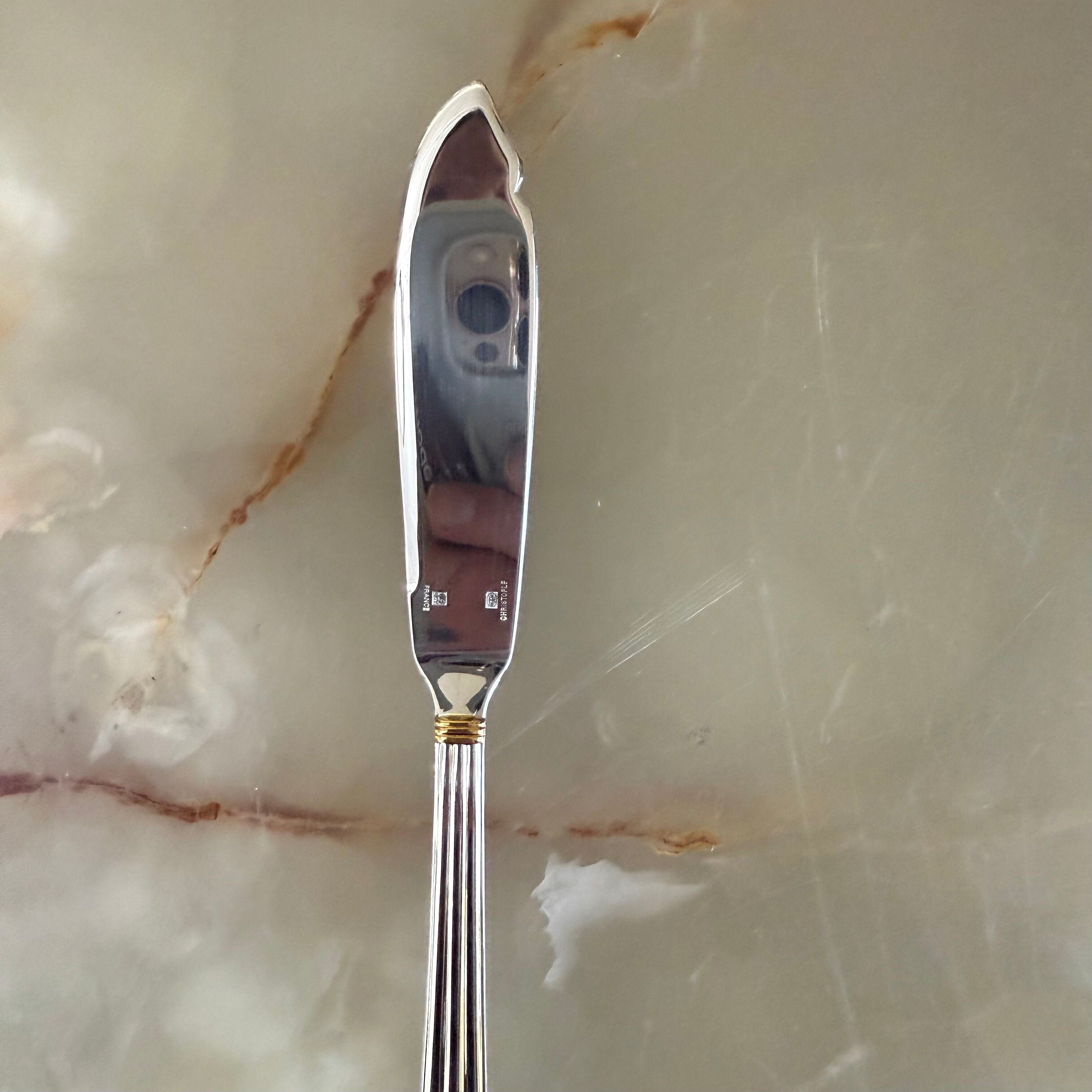 Christofle Aria Gold Ring Silver Plated Fish Knife Set of 6