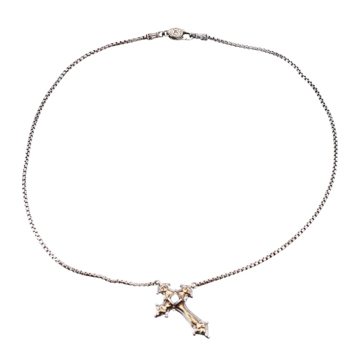 Konstantino Myrmidones Sterling Bronze Onyx Cross Necklace