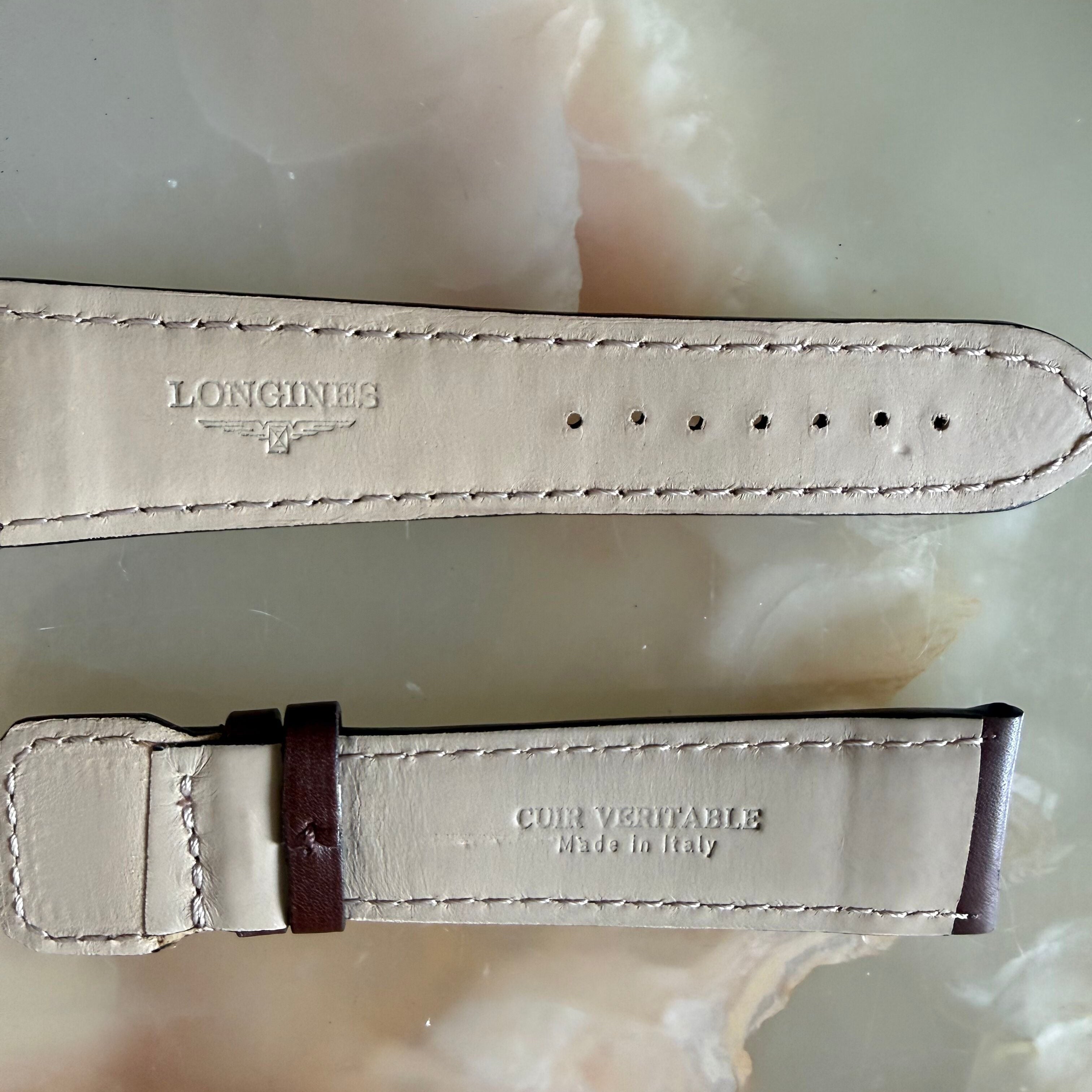 Authentic Longines Brown Leather Watch Band Strap 25mm