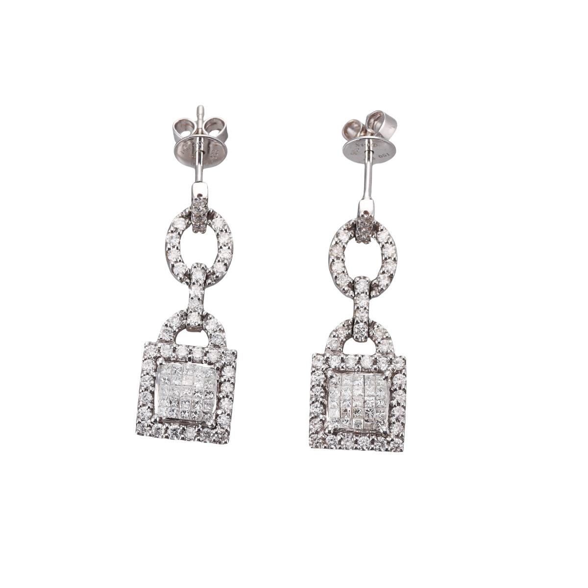 14k White Gold 2.21ctw Diamond Drop Earrings