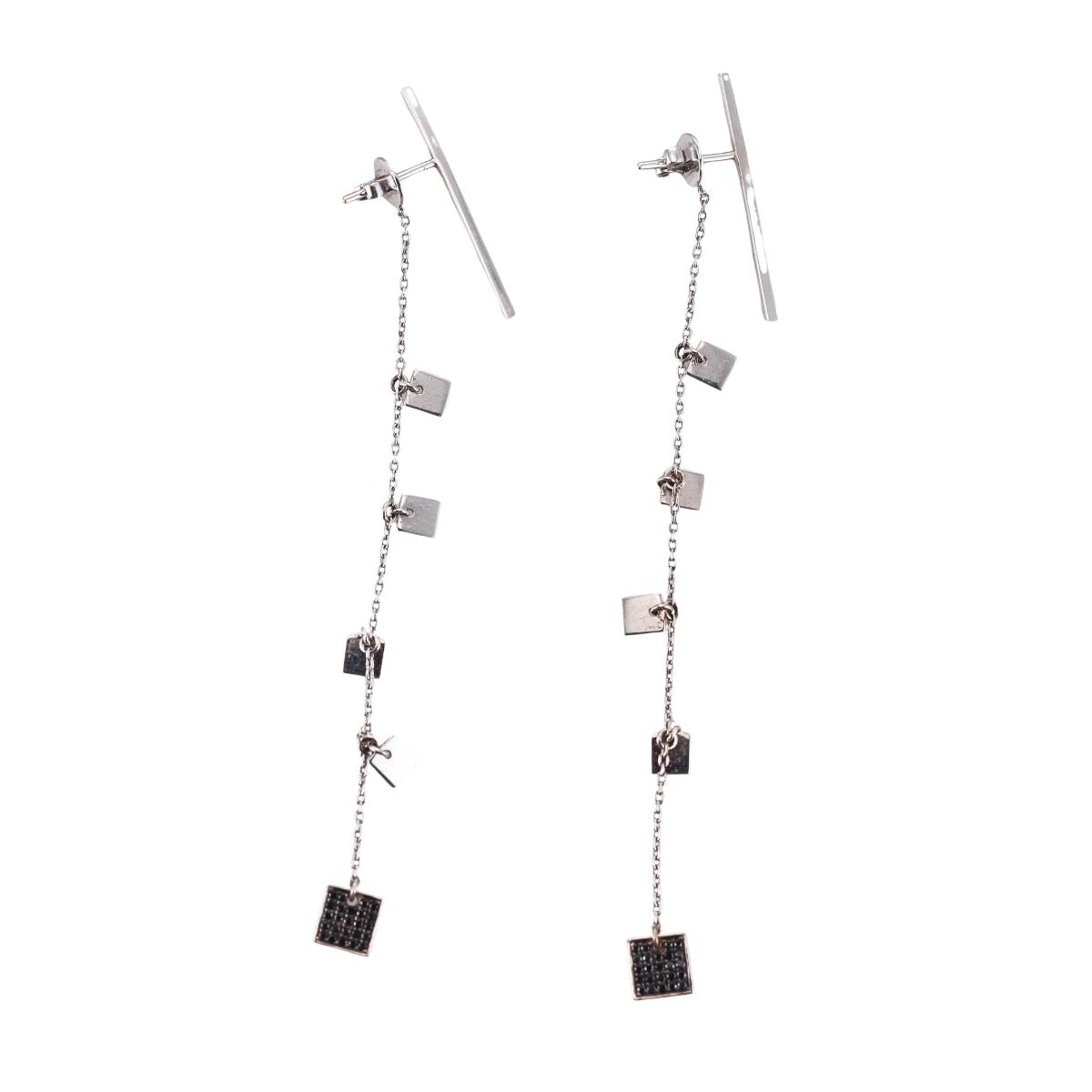 18k White Gold Black Diamond Drop Earrings