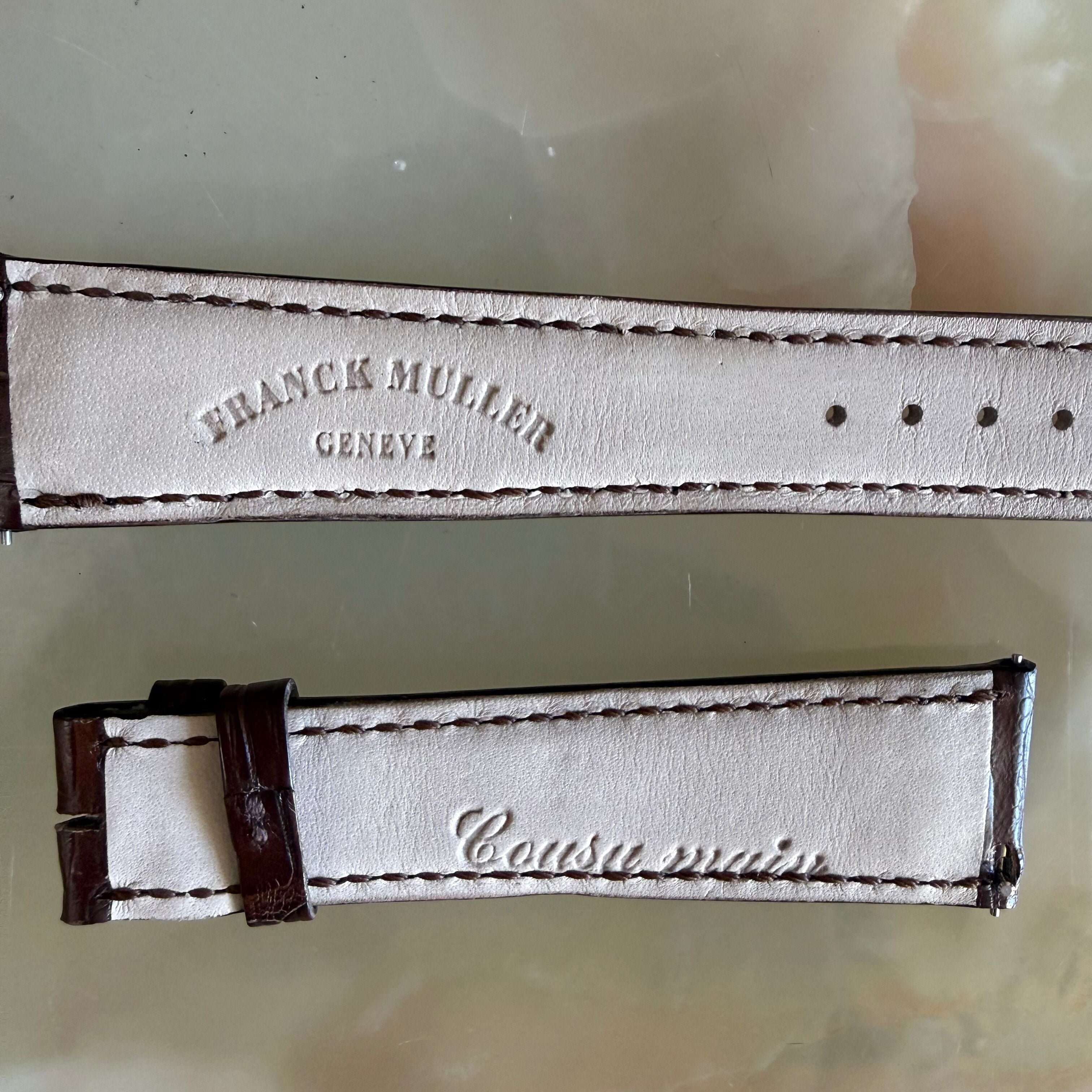 Authentic Franck Muller Brown Crocodile Stitching Padded Watch Strap Band 20mm
