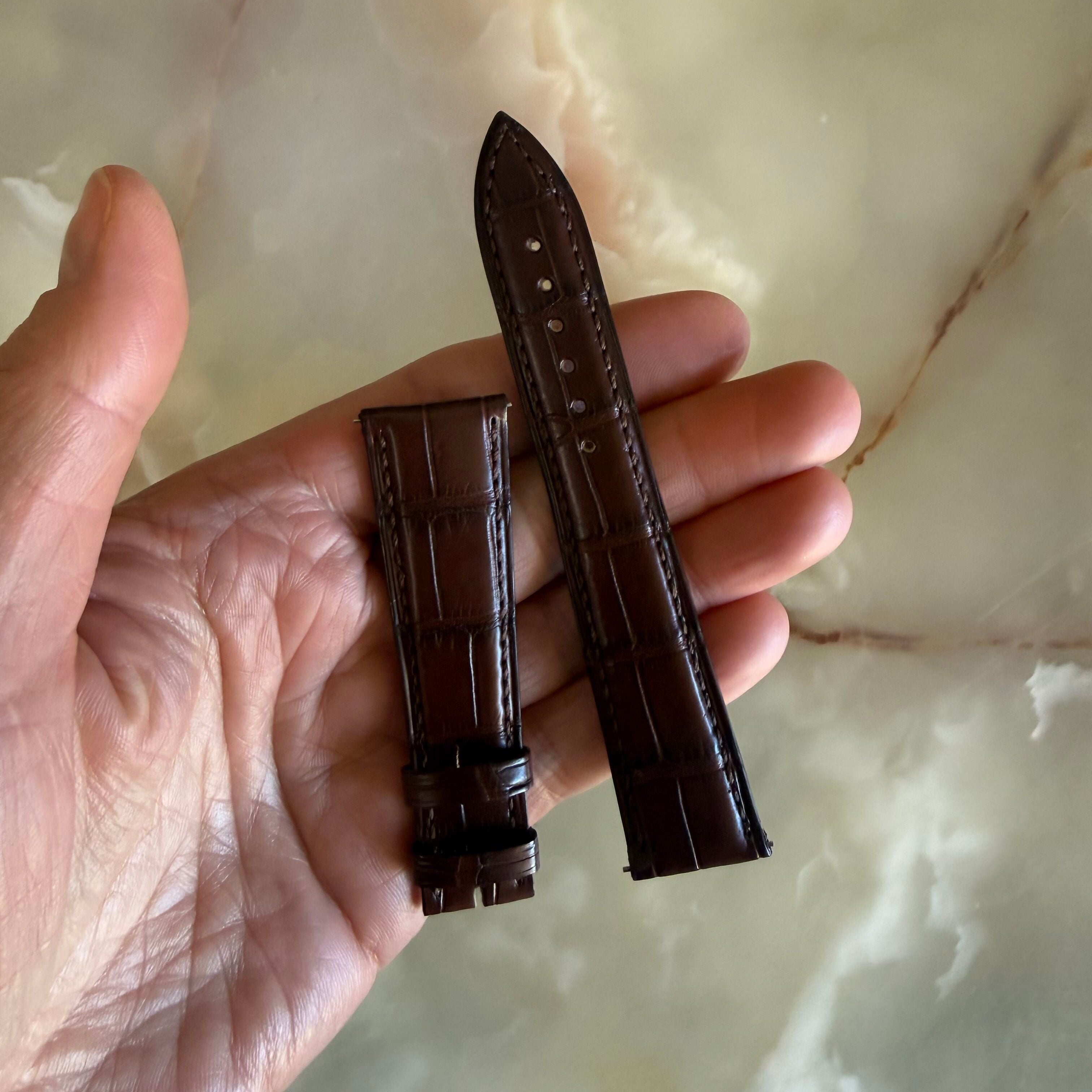 Authentic Franck Muller Brown Crocodile Stitching Padded Watch Strap Band 20mm