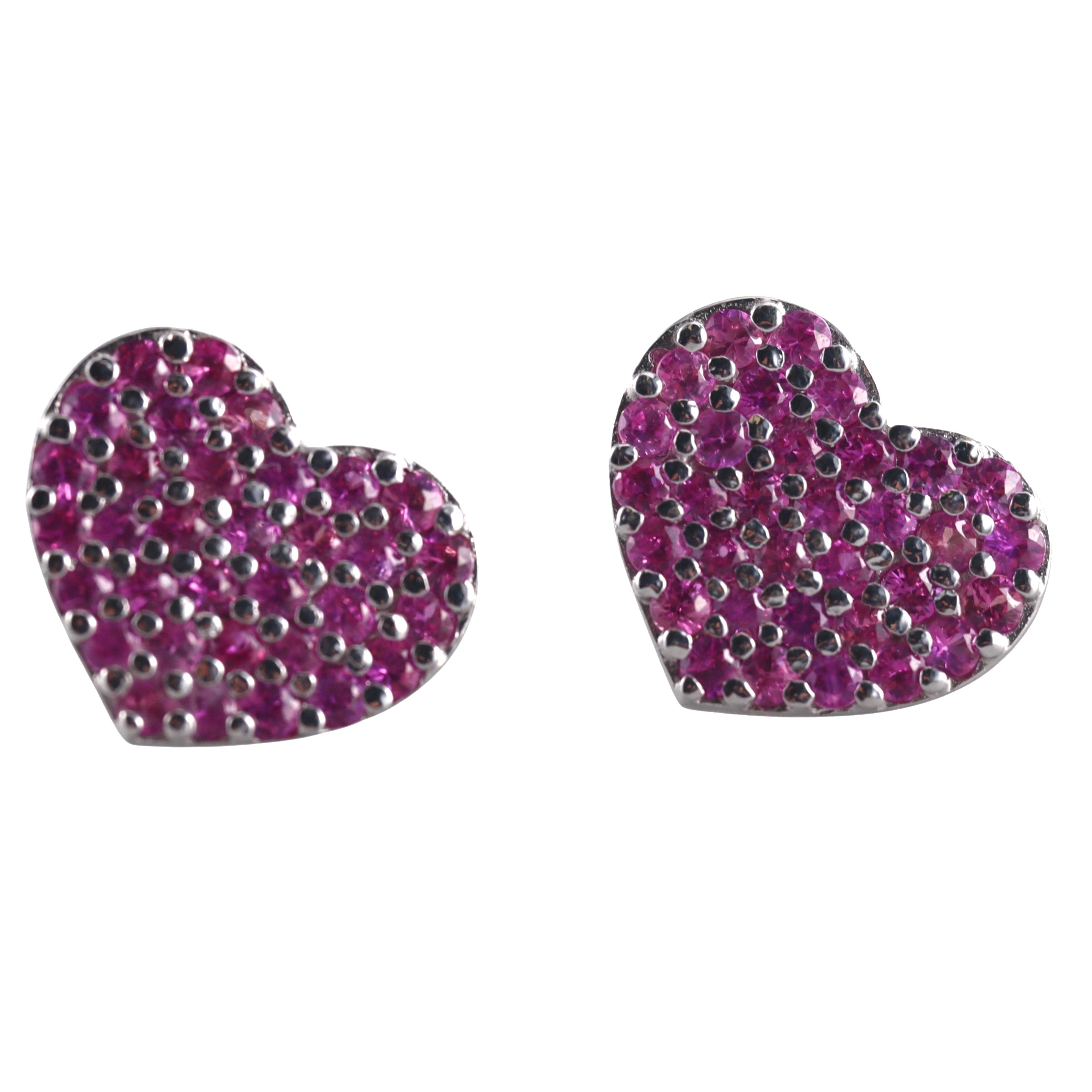 18k Gold Roberto Coin Pink Sapphire Heart Earrings