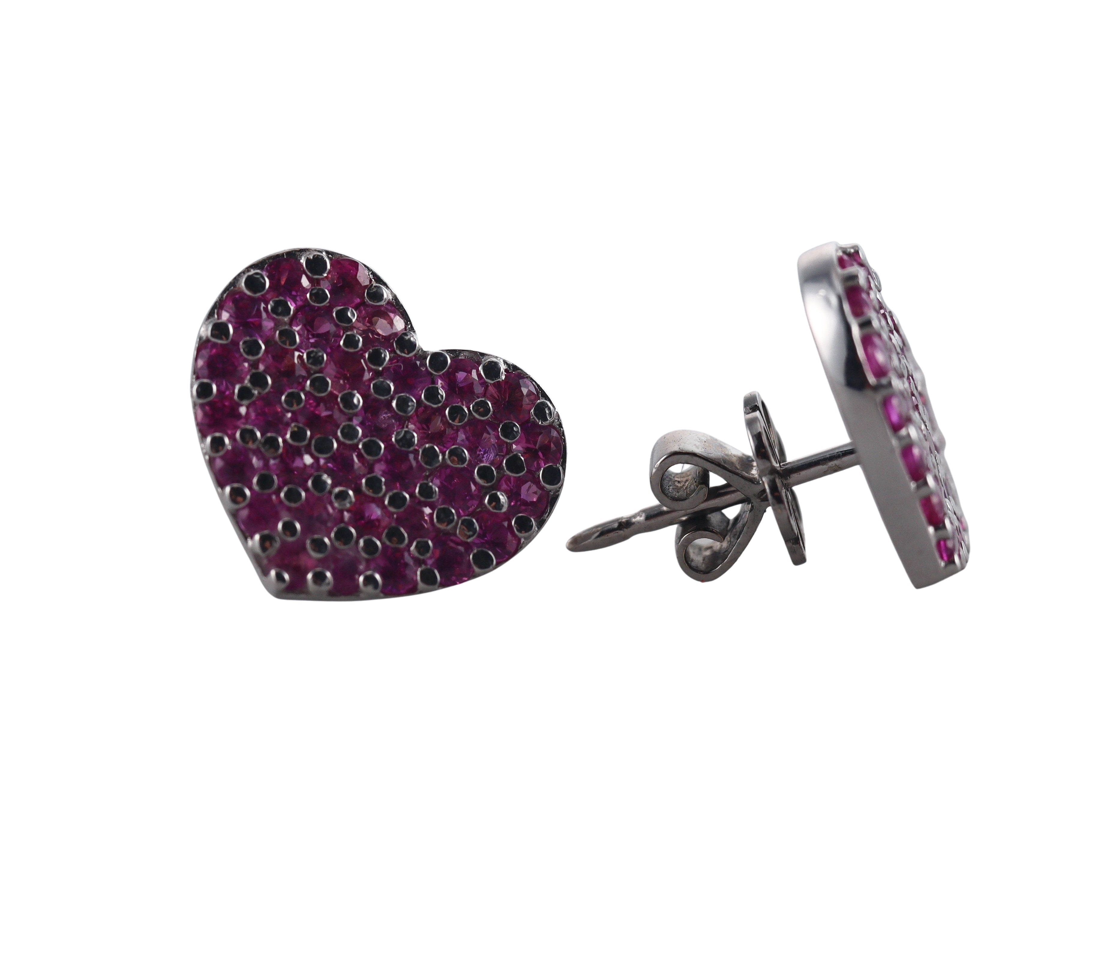 18k Gold Roberto Coin Pink Sapphire Heart Earrings