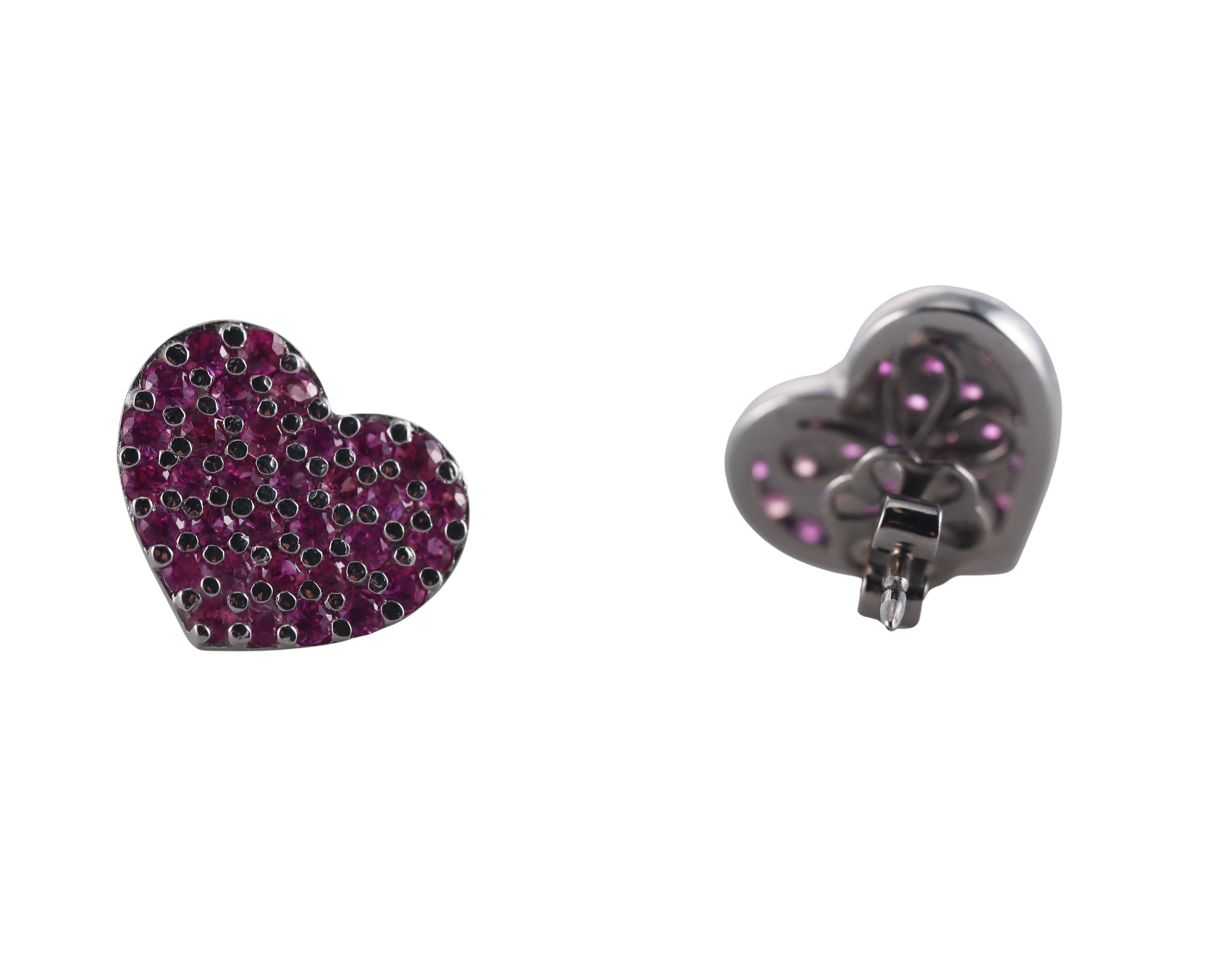 18k Gold Roberto Coin Pink Sapphire Heart Earrings