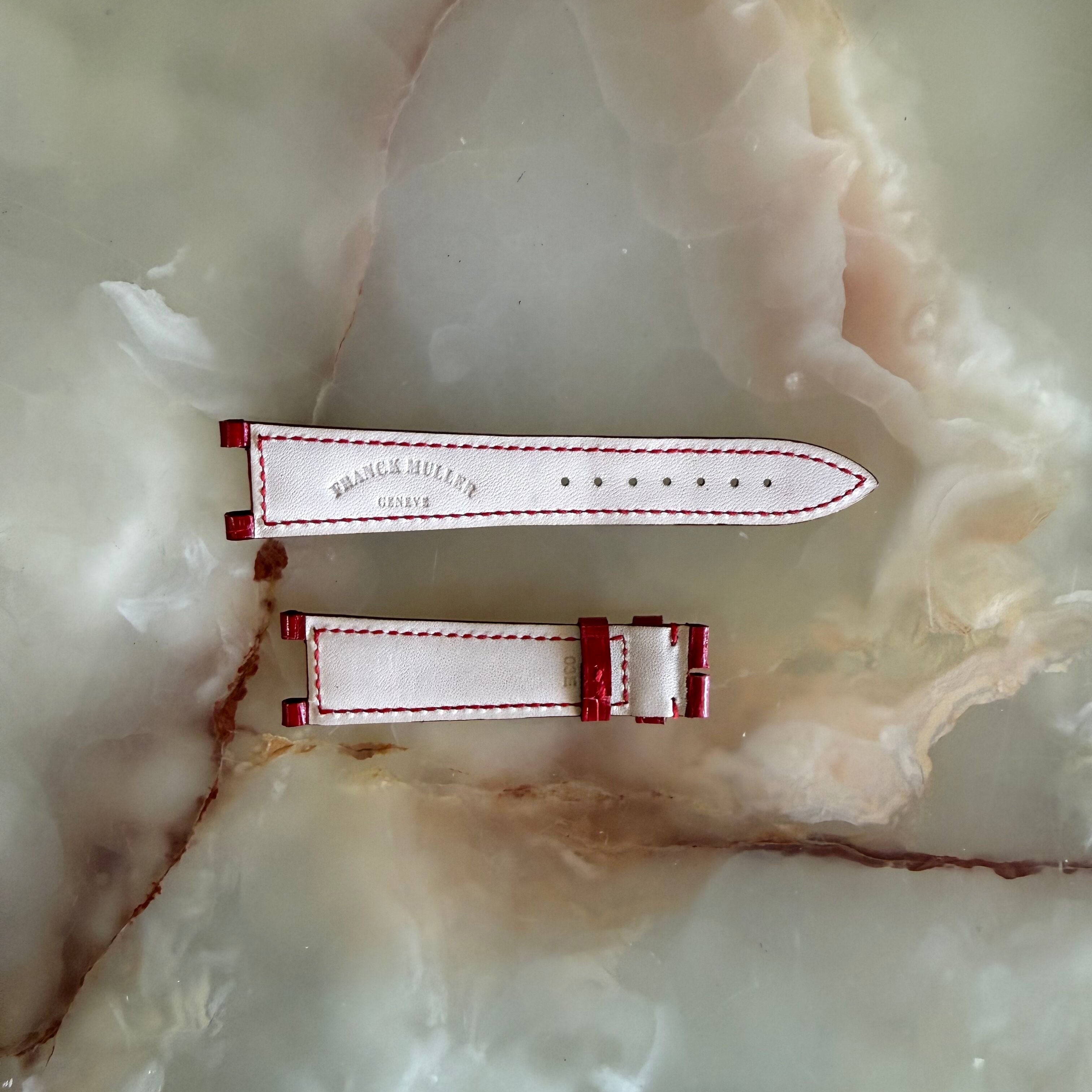 Authentic Franck Muller Red Crocodile Stitching Padded Watch Strap Band 21mm