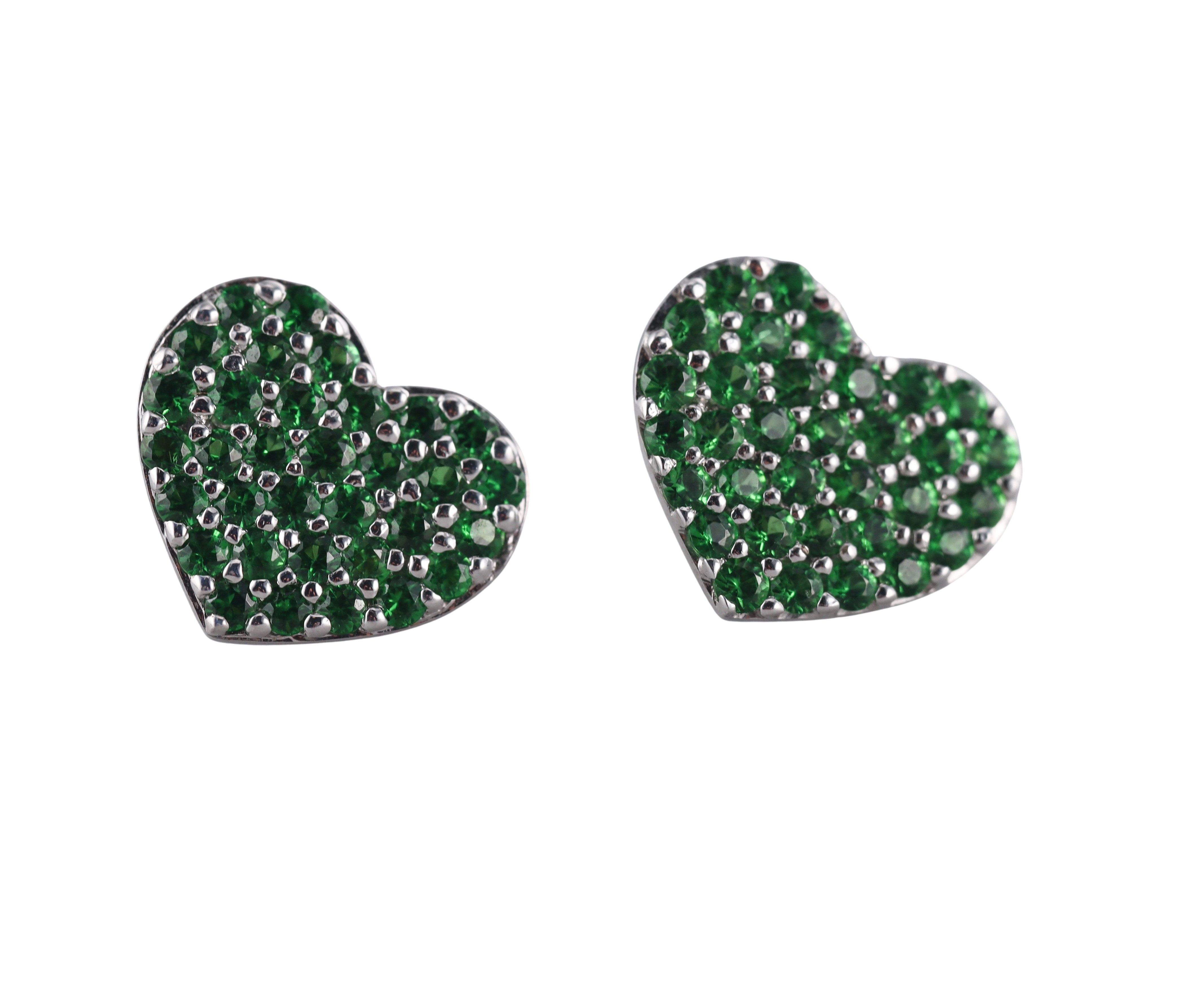 18k Gold Roberto Coin Demantoid Heart Garnet Earrings