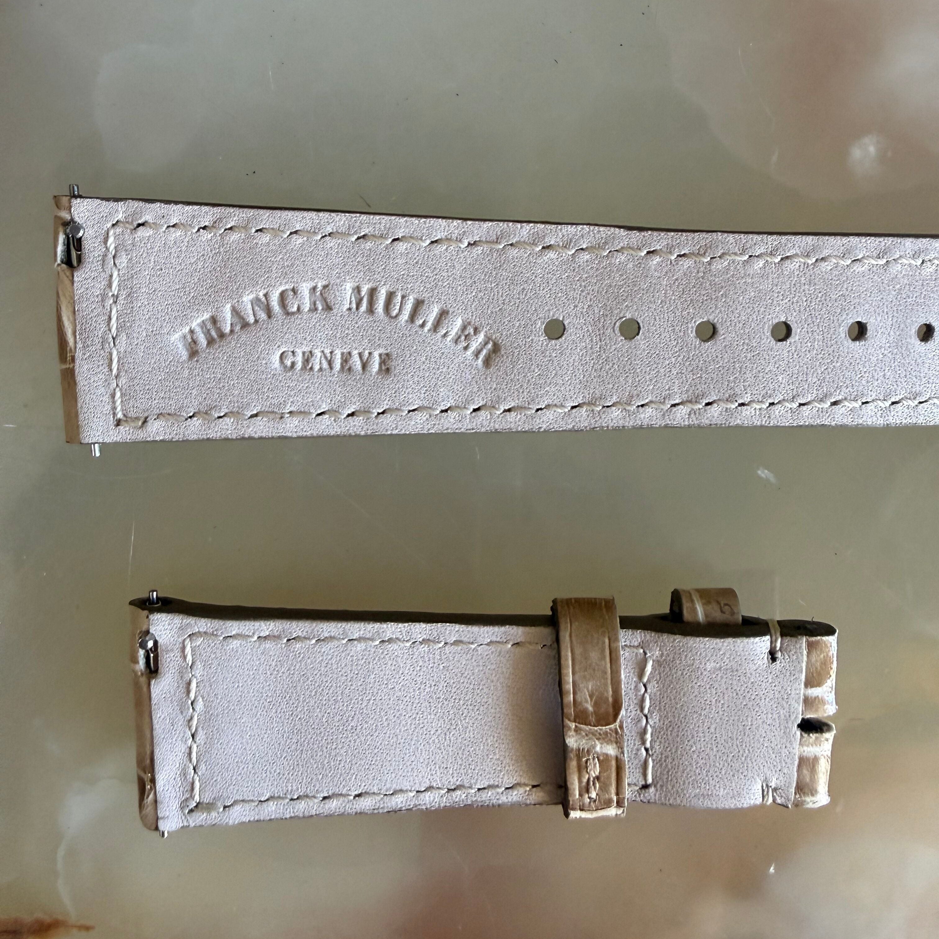 Authentic Franck Muller Beige Crocodile Watch Strap Band 20mm