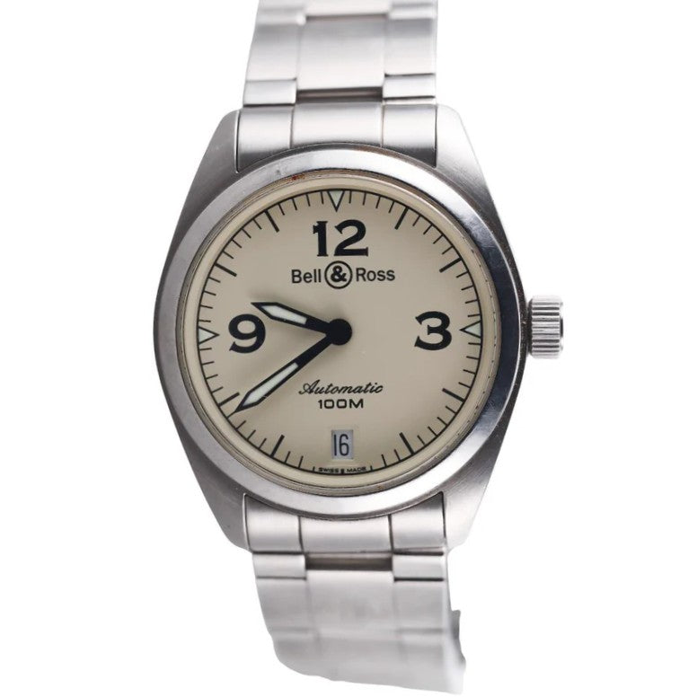 Bell & Ross Vintage 210S Stainless Steel Eggshell Dial Automatic Watch