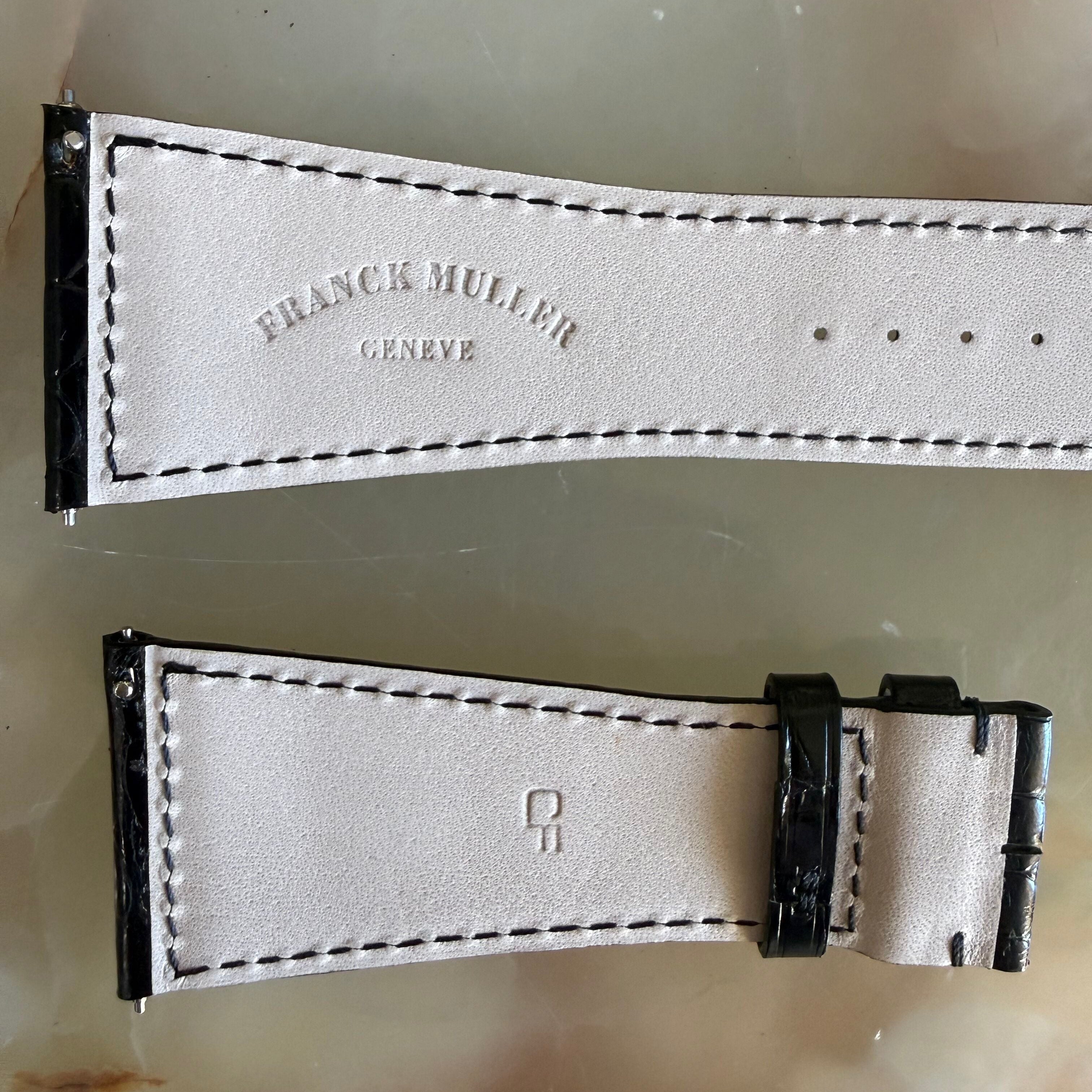 Authentic Franck Muller Black Shiny Crocodile Watch Strap Band 30mm