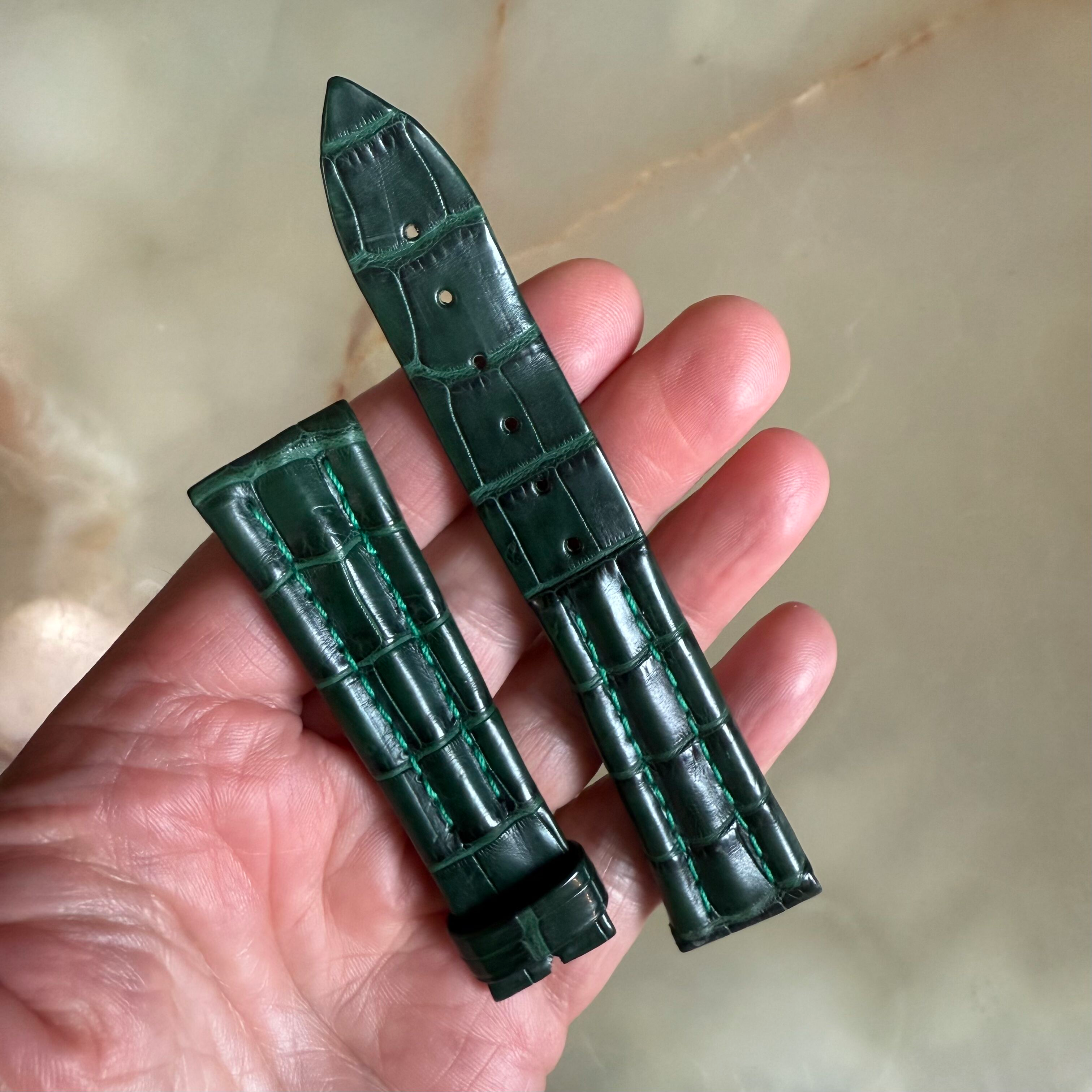 Authentic Breguet Green Alligator Watch Strap Band 20mm Padded & Stitched