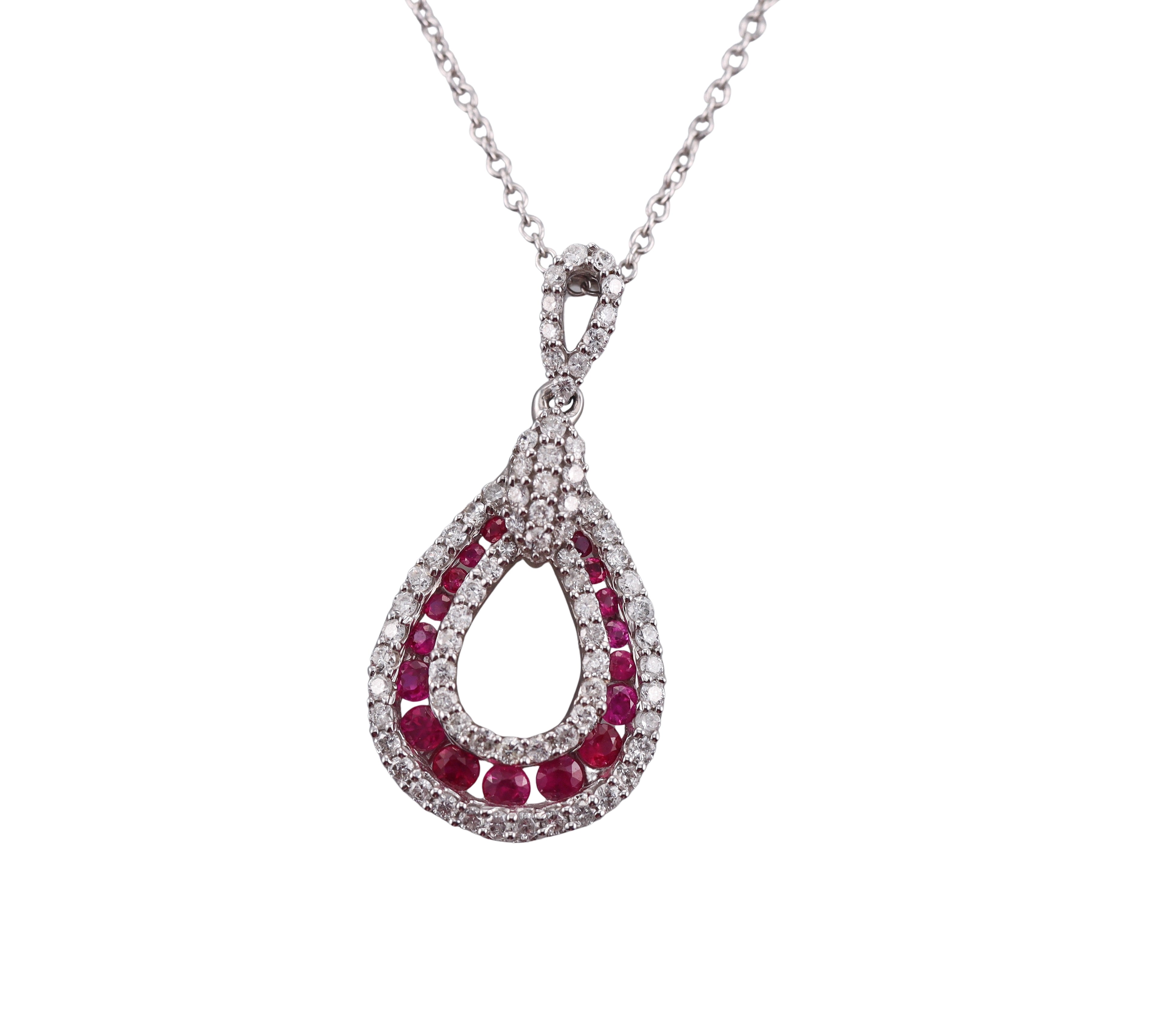 Kallati Ruby Diamond White Gold Pendant Necklace