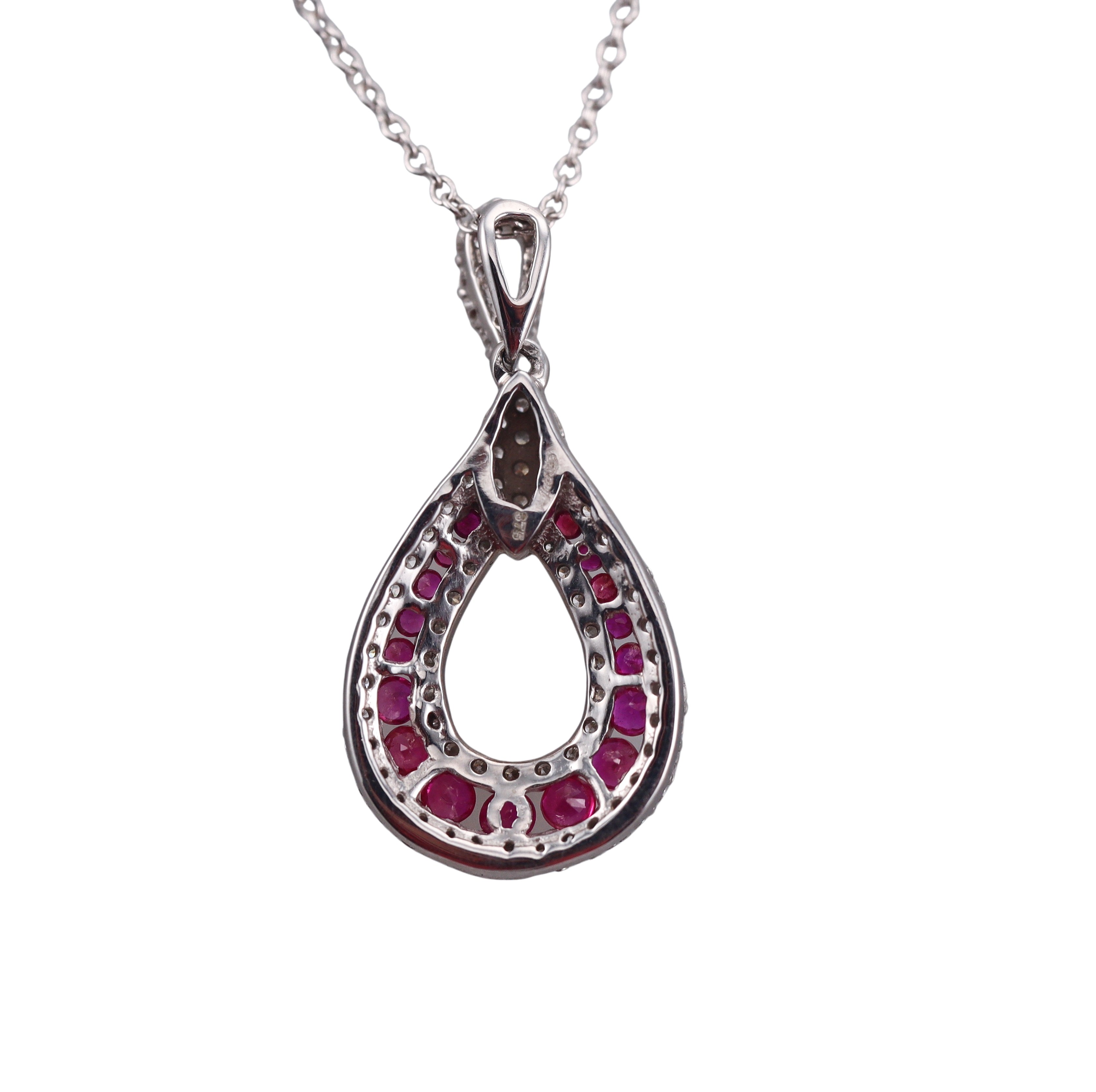Kallati Ruby Diamond White Gold Pendant Necklace