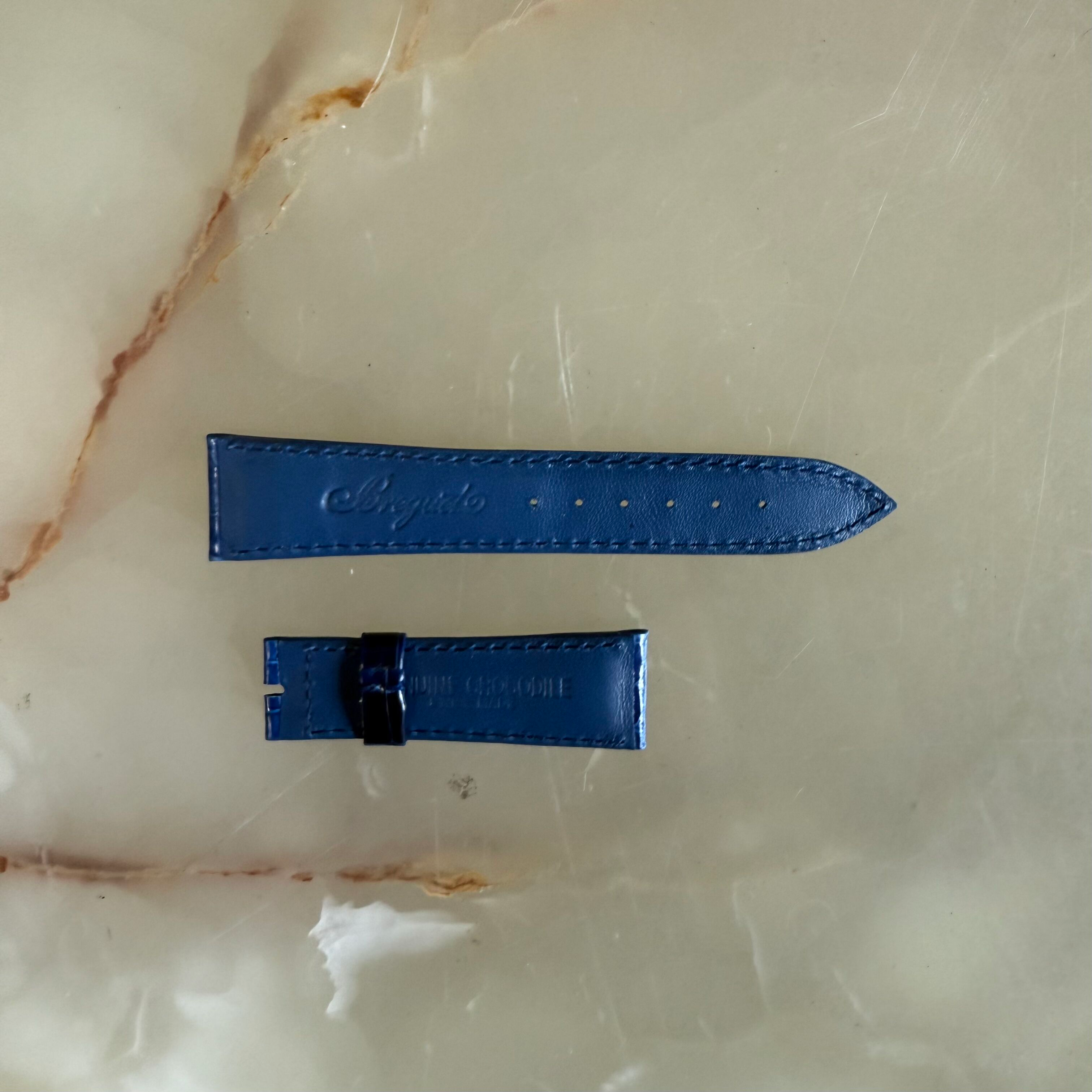 Authentic Breguet Blue Crocodile Watch Strap Band 20mm Padded & Stitched