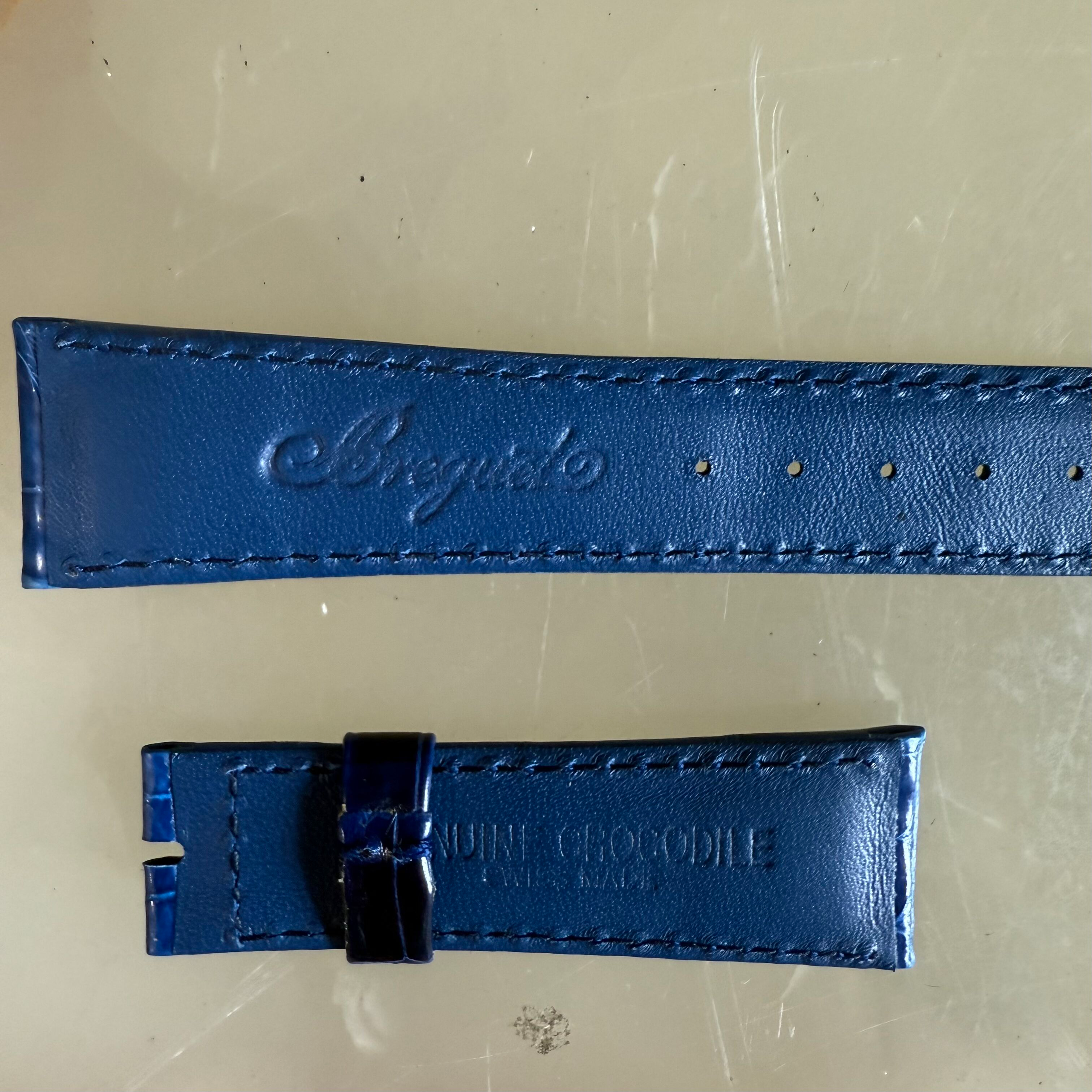 Authentic Breguet Blue Crocodile Watch Strap Band 20mm Padded & Stitched