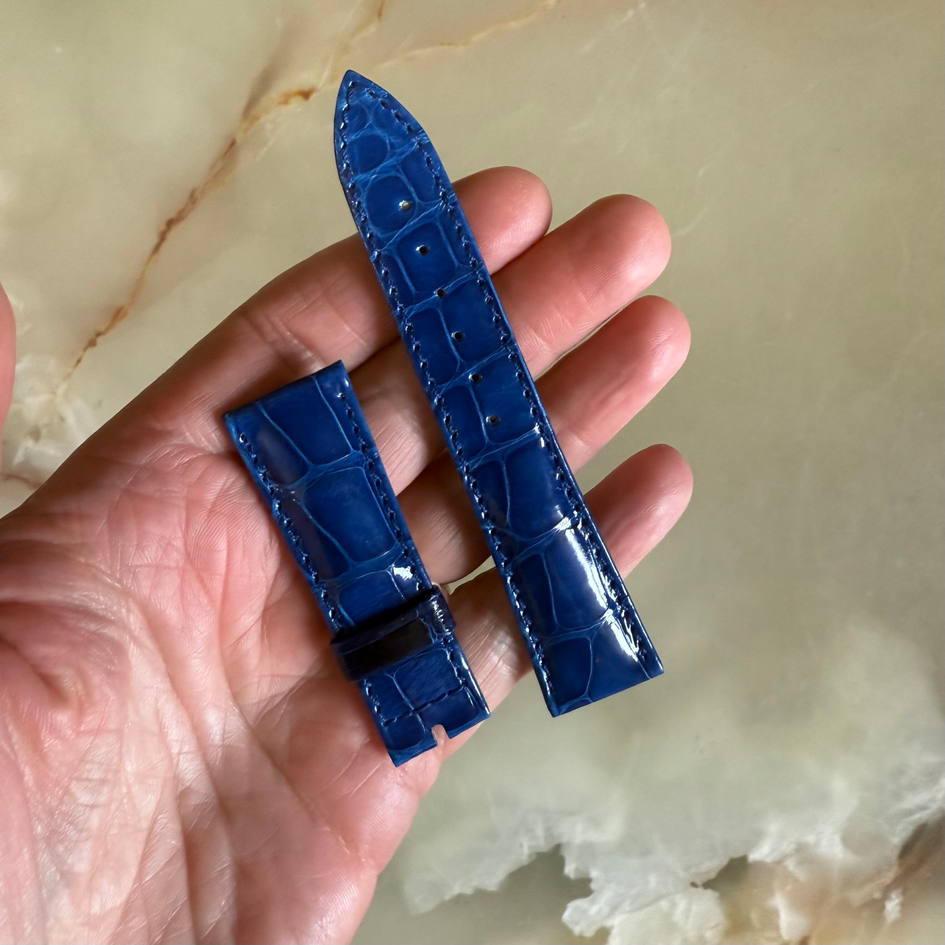 Authentic Breguet Blue Crocodile Watch Strap Band 20mm Padded & Stitched